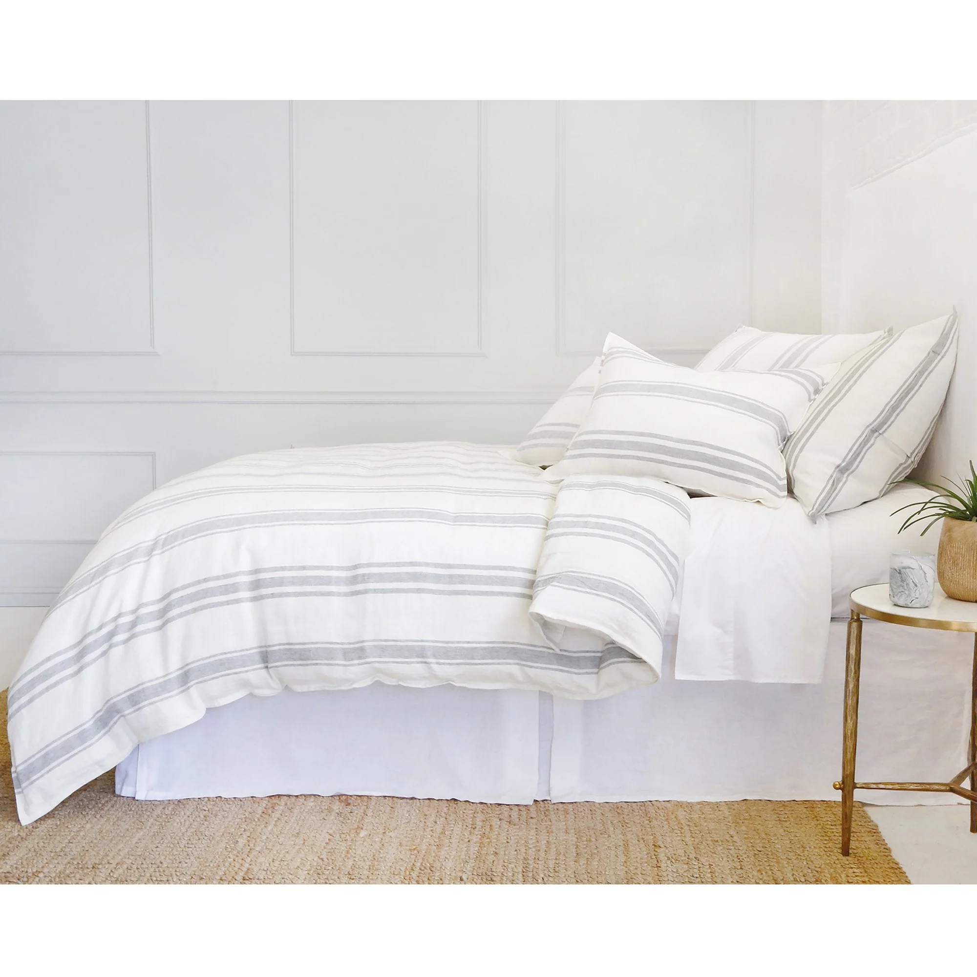 Pom Pom at Home Jackson Cream & Grey Striped Linen Duvet Cover and Pillow Shams ~ Available in Queen and King Sizes - Image 3