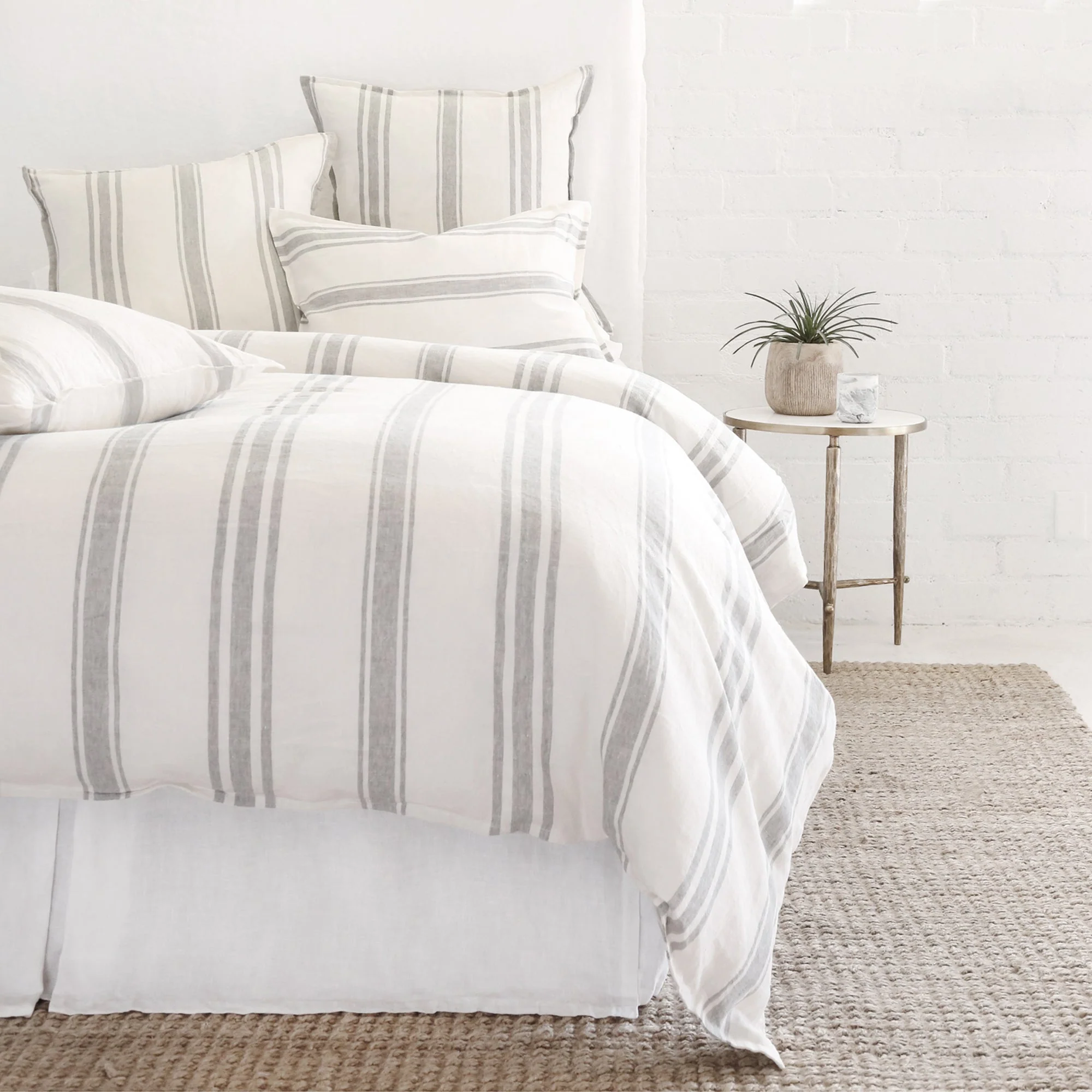 Pom Pom at Home Jackson Cream & Grey Striped Linen Duvet Cover and Pillow Shams ~ Available in Queen and King Sizes - Image 9