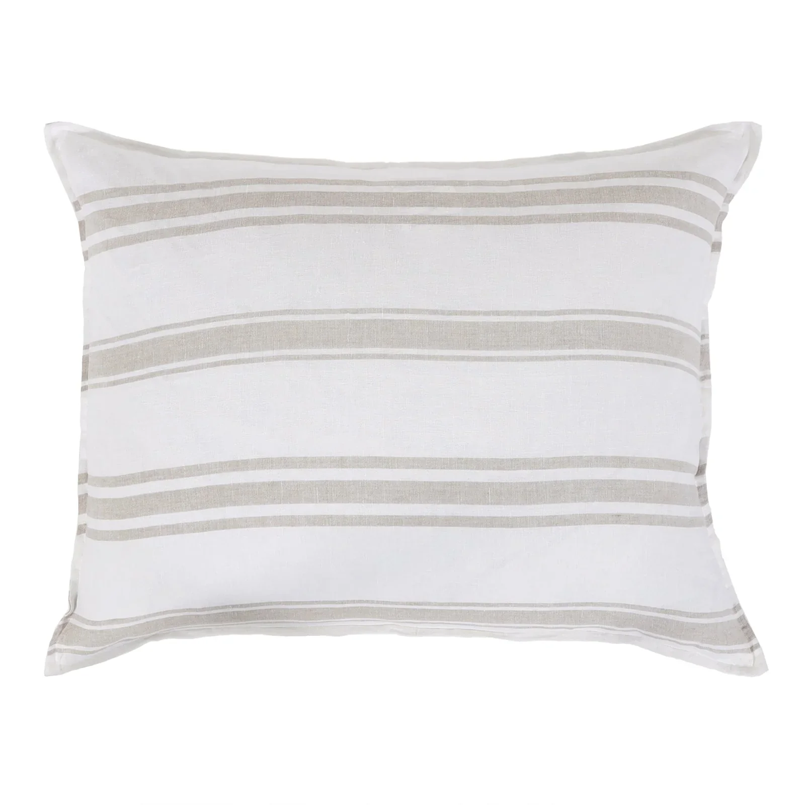Pom Pom at Home Jackson White and Natural Striped Linen Big Pillow with Insert ~ 28” x 36”