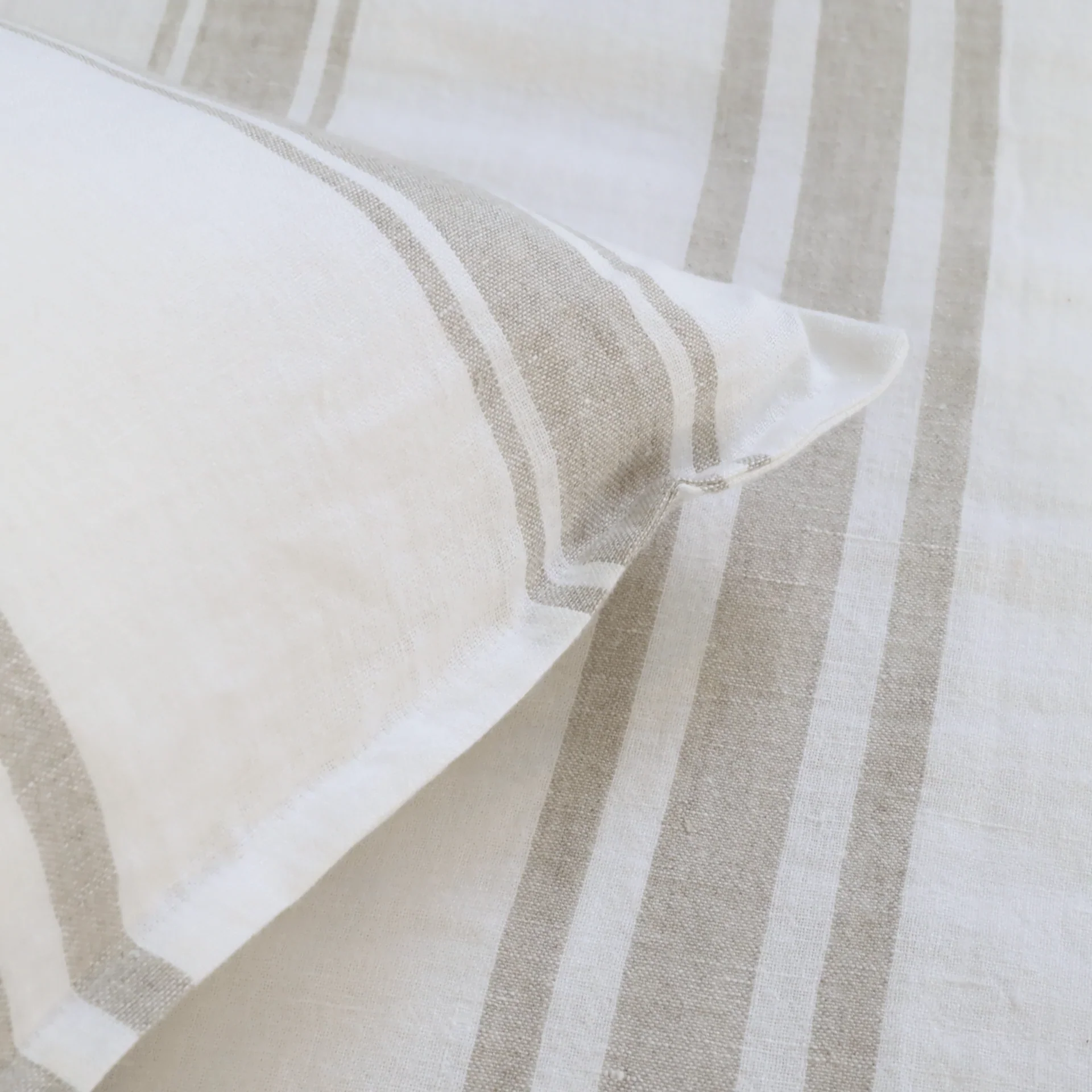 Pom Pom at Home Jackson White and Natural Striped Linen Big Pillow with Insert ~ 28” x 36” - Image 2