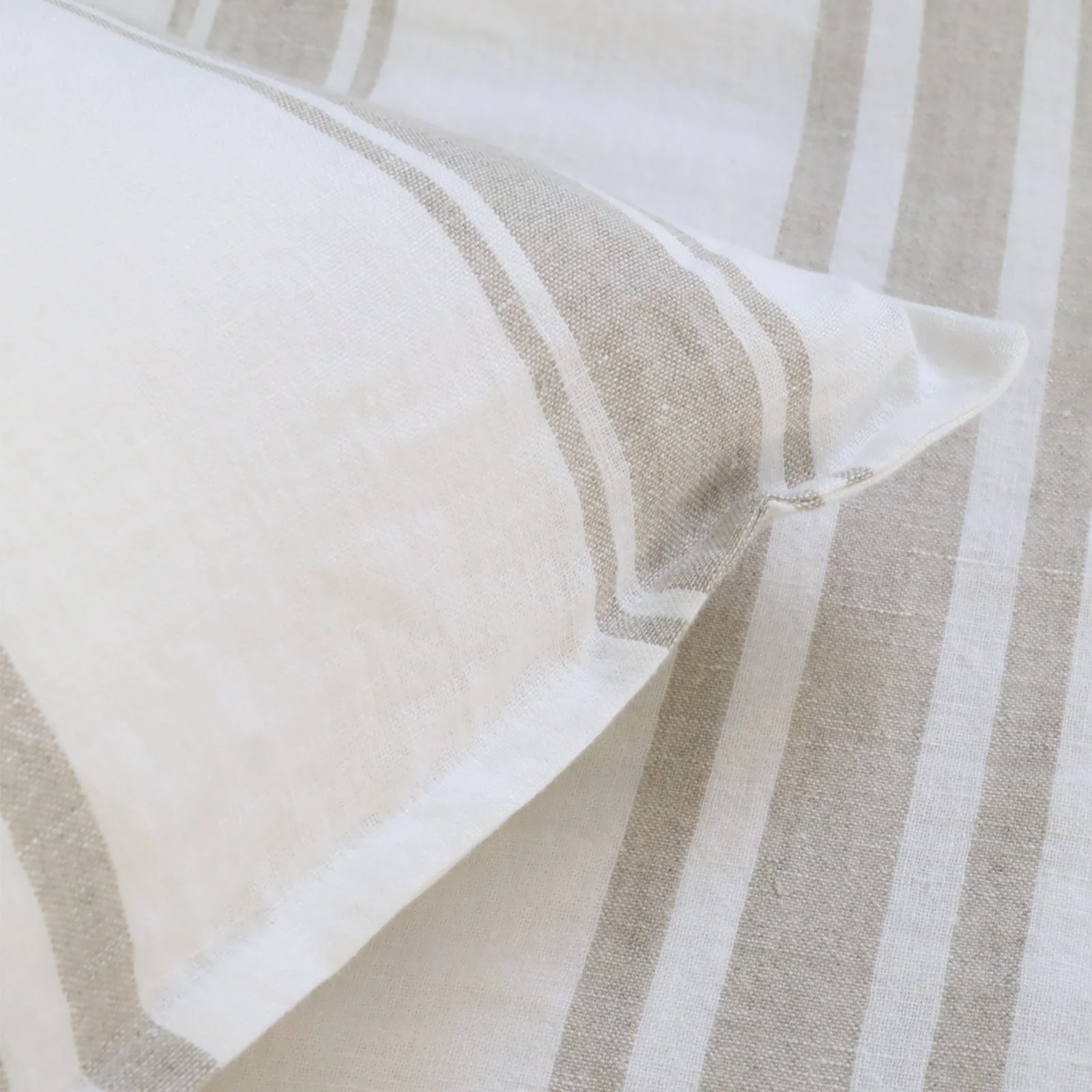 Pom Pom at Home Jackson White & Natural Striped Linen Duvet Cover & Pillow Shams ~ Available in Queen and King Sizes - Image 2