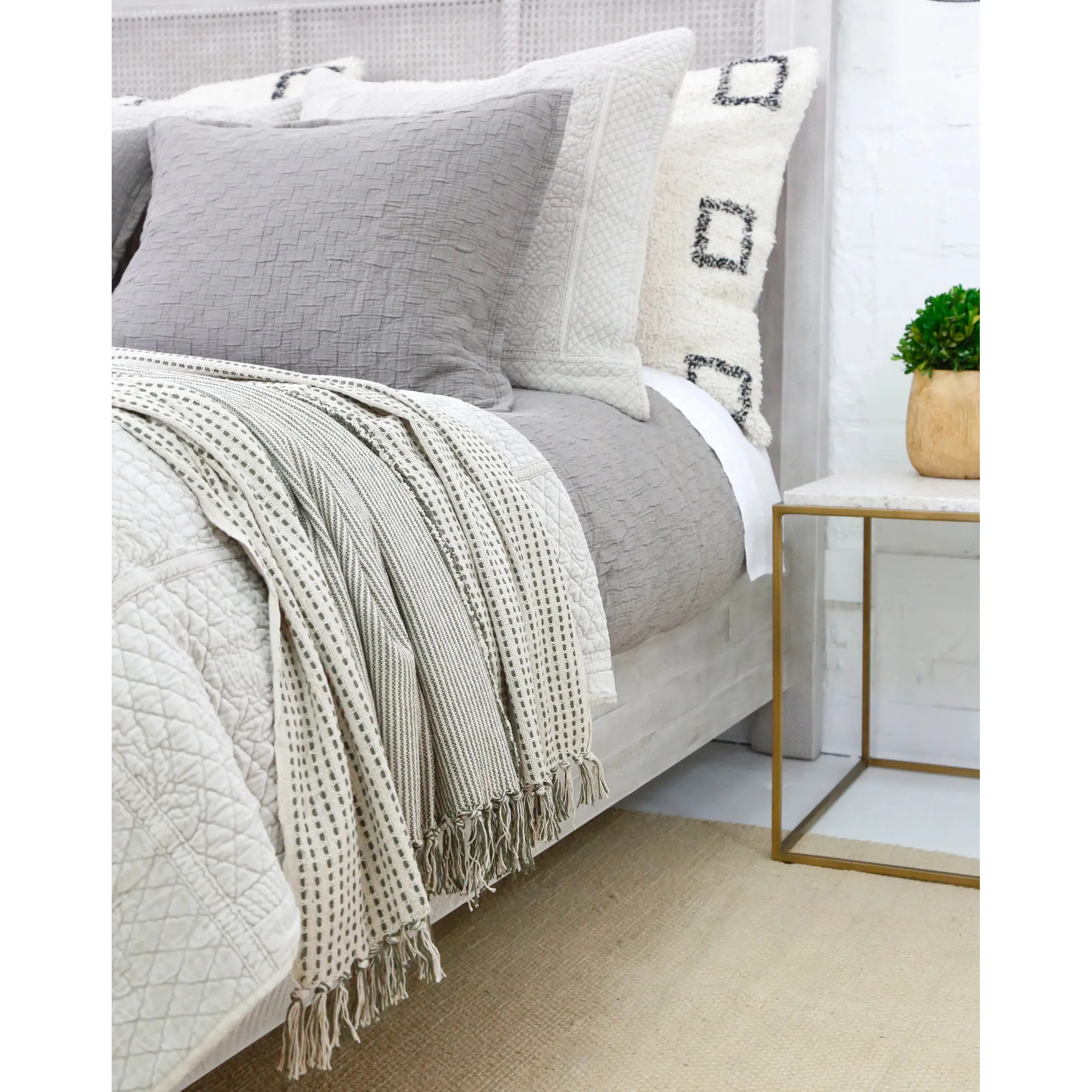Pom Pom at Home Jagger Ivory and Moss Oversized Throw Blanket ~ 60” x 90” - Image 4