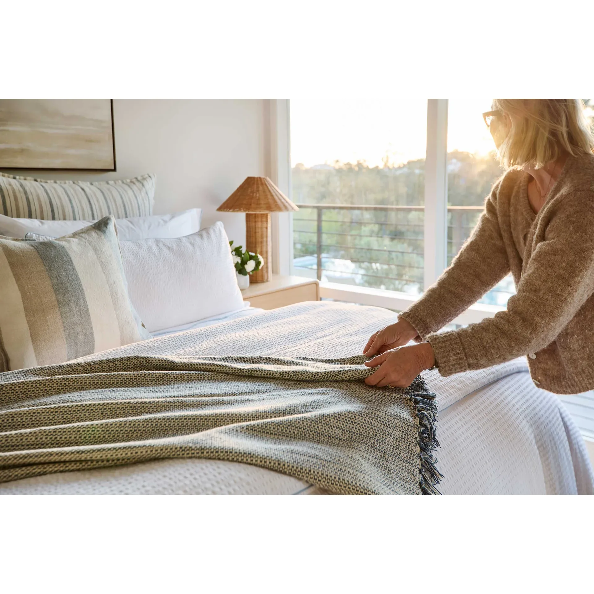 Pom Pom at Home Julian Handwoven Recycled Cotton Oversized Throw ~ 60" x 90" - Image 4