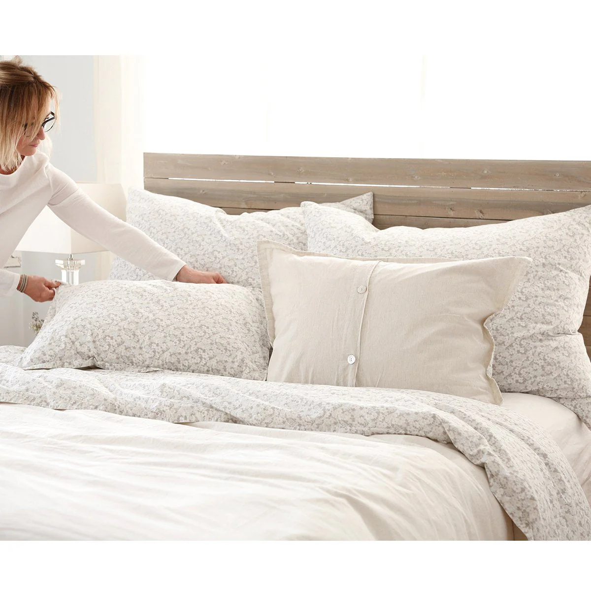 Pom Pom at Home June Ocean & Grey Floral Duvet Cover and Pillow Shams ~ Available in Twin, Queen and King Sizes - Image 3