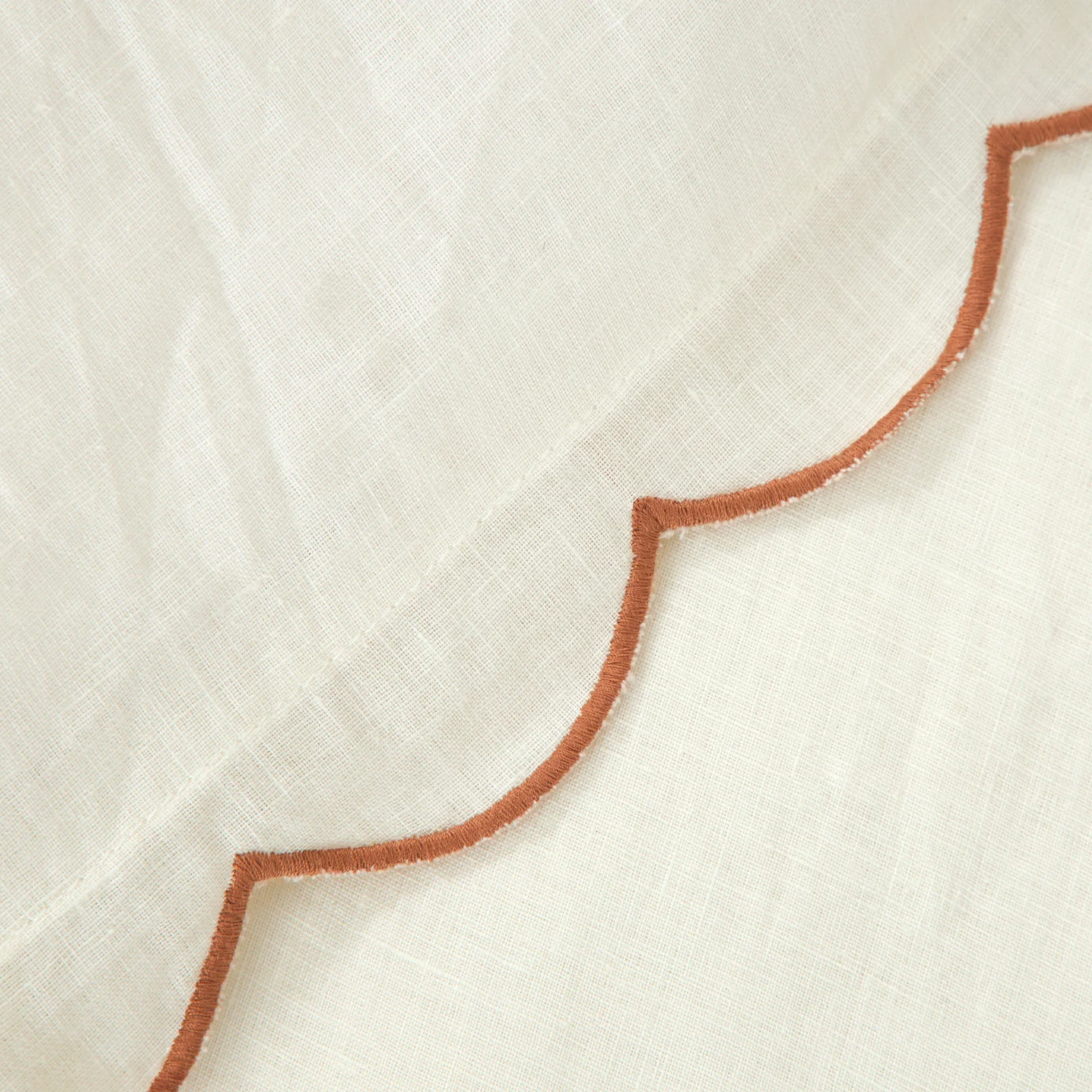 Pom Pom at Home Kelly Cream and Terracotta Linen Scalloped Duvet Cover & Pillow Shams ~ Available in Queen and King Sizes - Image 3