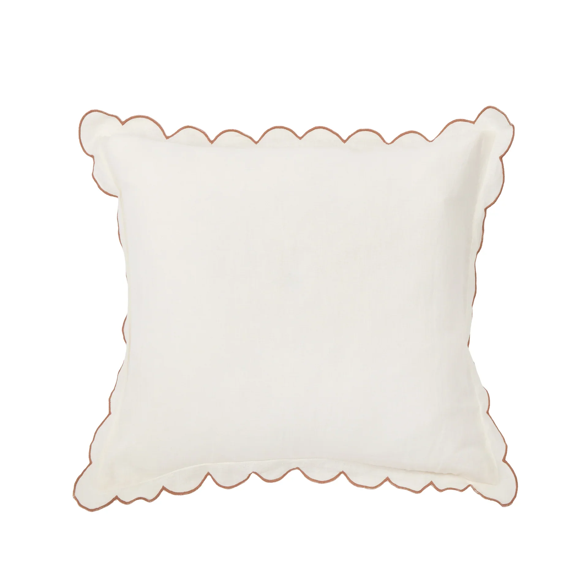 Pom Pom at Home Kelly Cream and Terracotta Linen Scalloped Duvet Cover & Pillow Shams ~ Available in Queen and King Sizes - Image 4