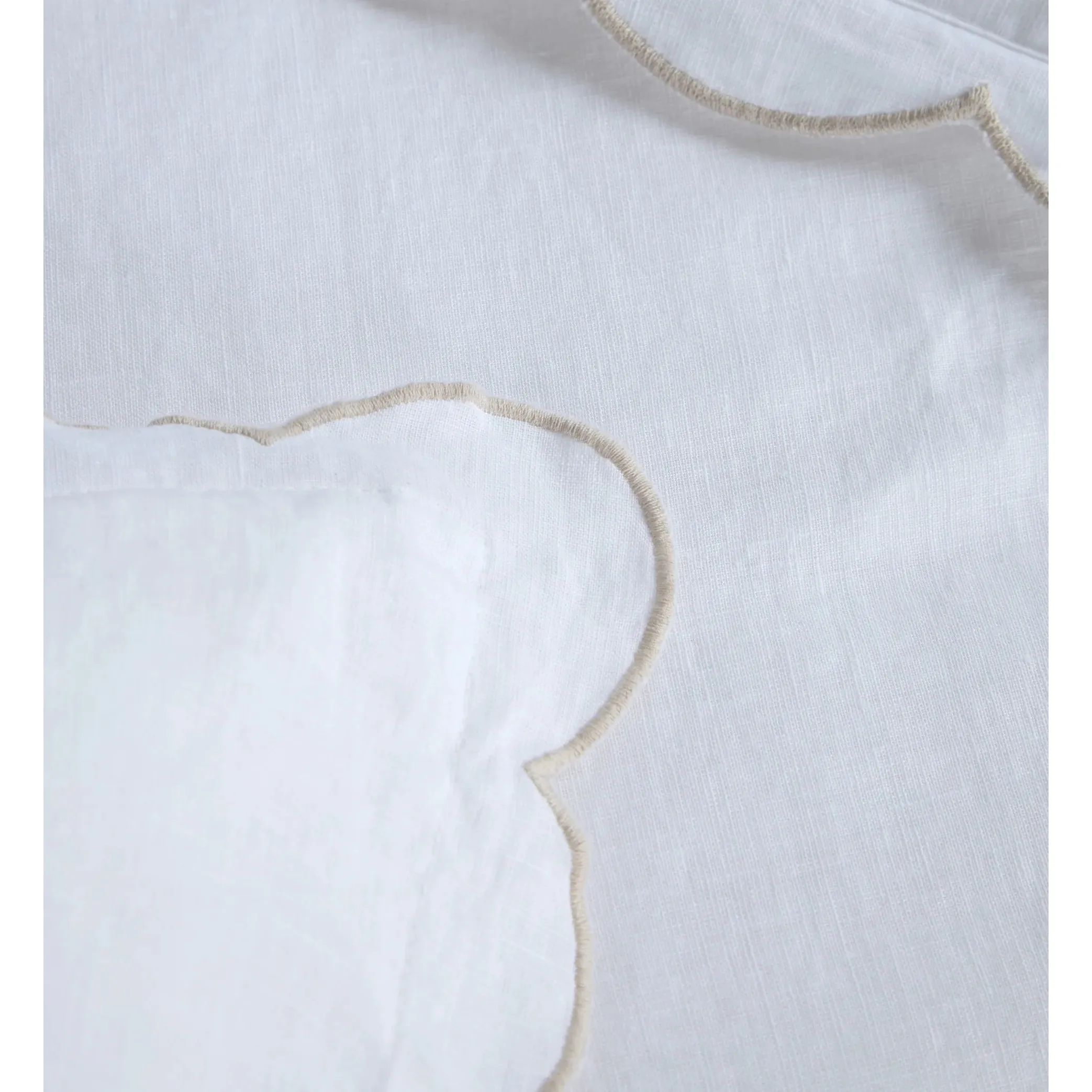 Pom Pom at Home Kelly White and Flax Linen Scalloped Duvet Cover & Pillow Shams ~ Available in Queen and King Sizes - Image 3