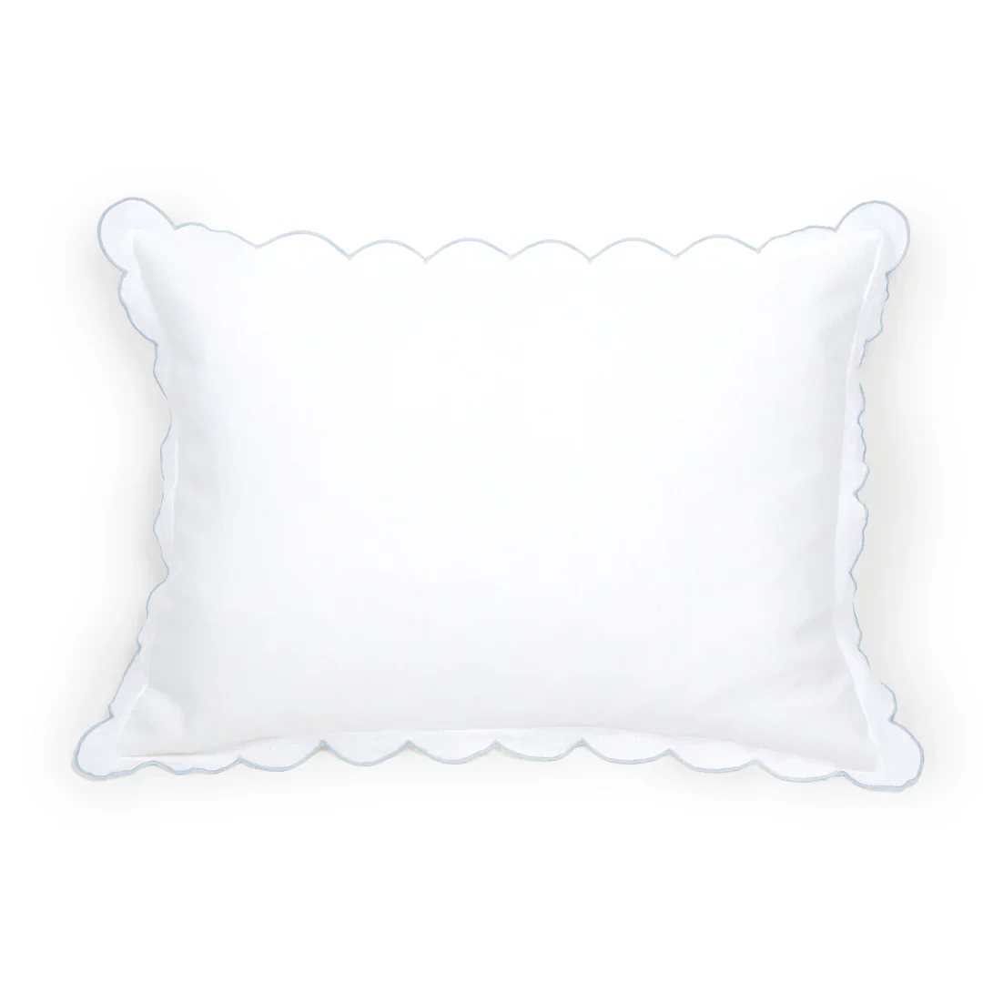 Pom Pom at Home Kelly White and French Blue Linen Scalloped Duvet Cover & Pillow Shams ~ Available in Queen and King Sizes - Image 3