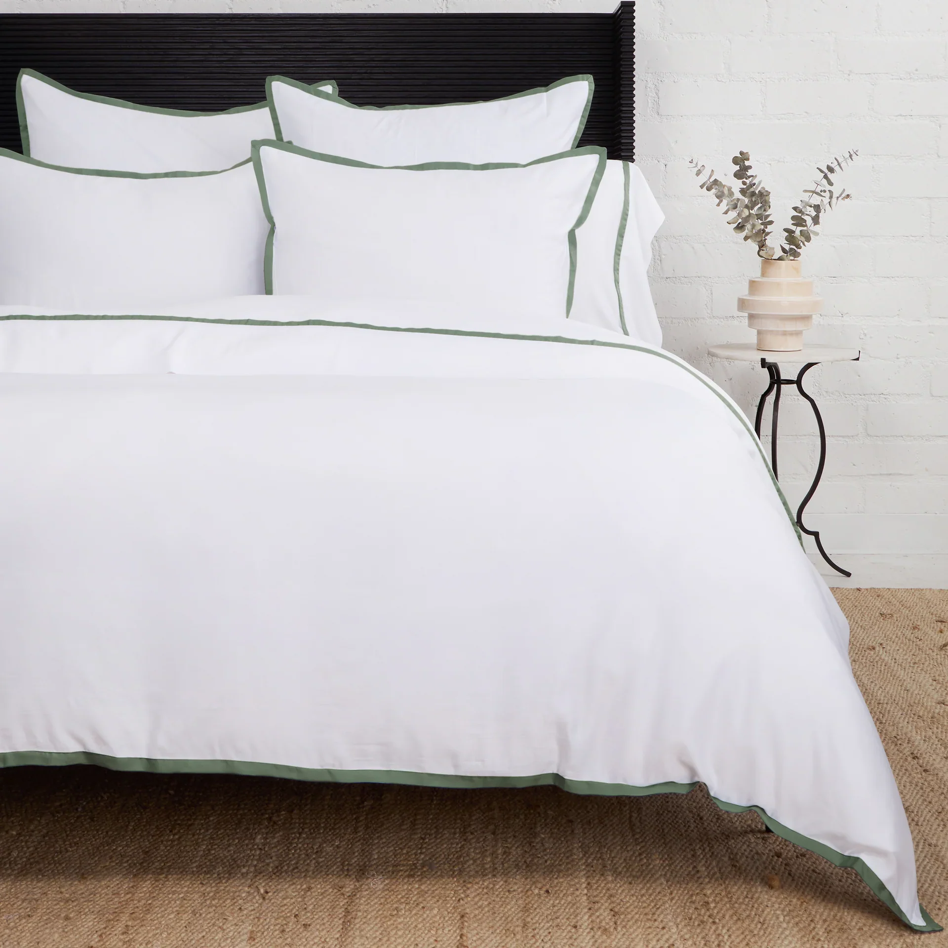 Pom Pom at Home Langston Bamboo Sateen Duvet Cover Set ~ Moss Flange ~ Available in Twin, Queen and King Sizes