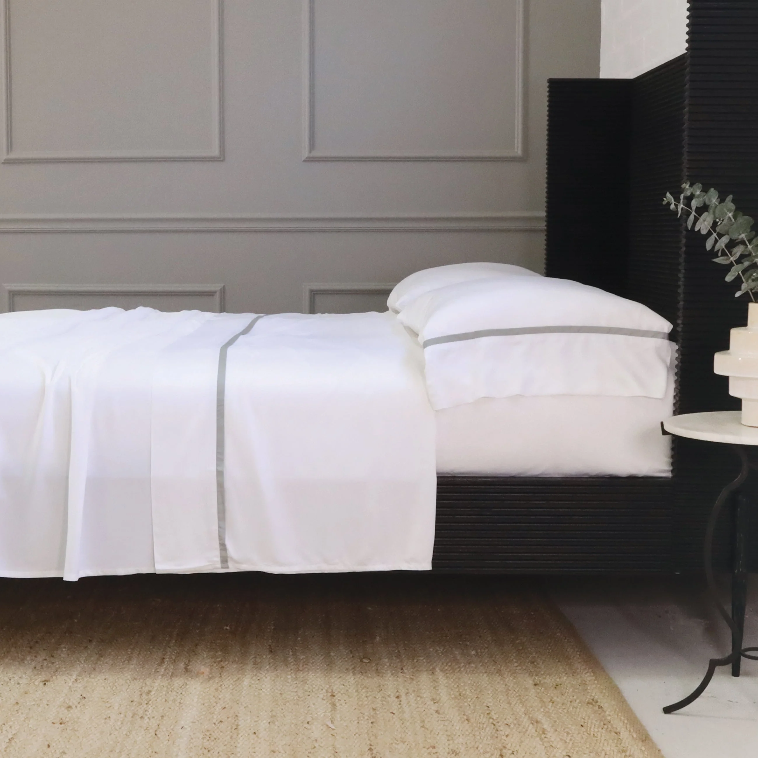 Pom Pom at Home Langston Bamboo Sateen Sheet Set ~ Ocean Flange ~ Available in Twin, Queen and King Sizes