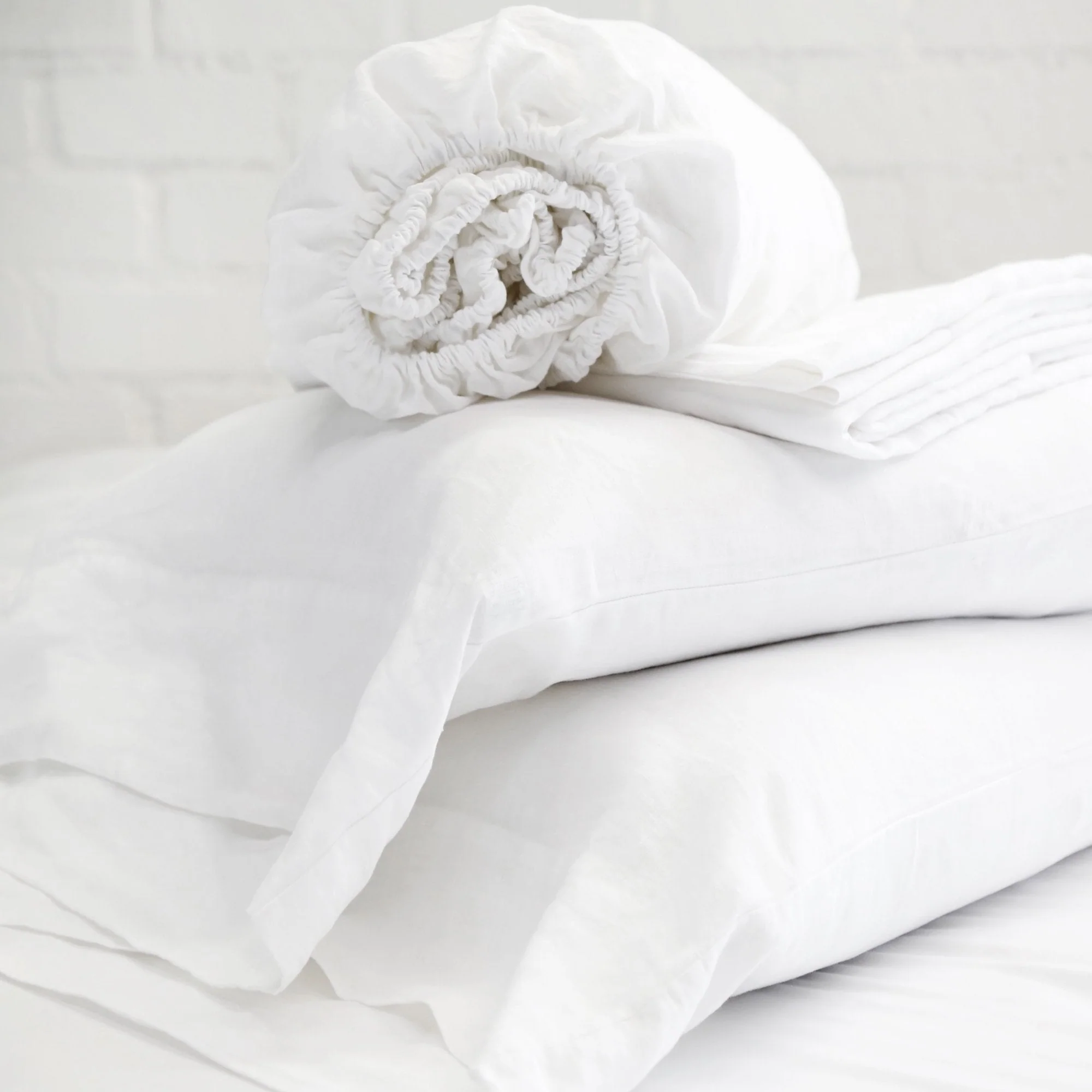 Pom Pom at Home White Linen Sheet Set ~ Available in Twin, Queen and King Sizes - Image 2