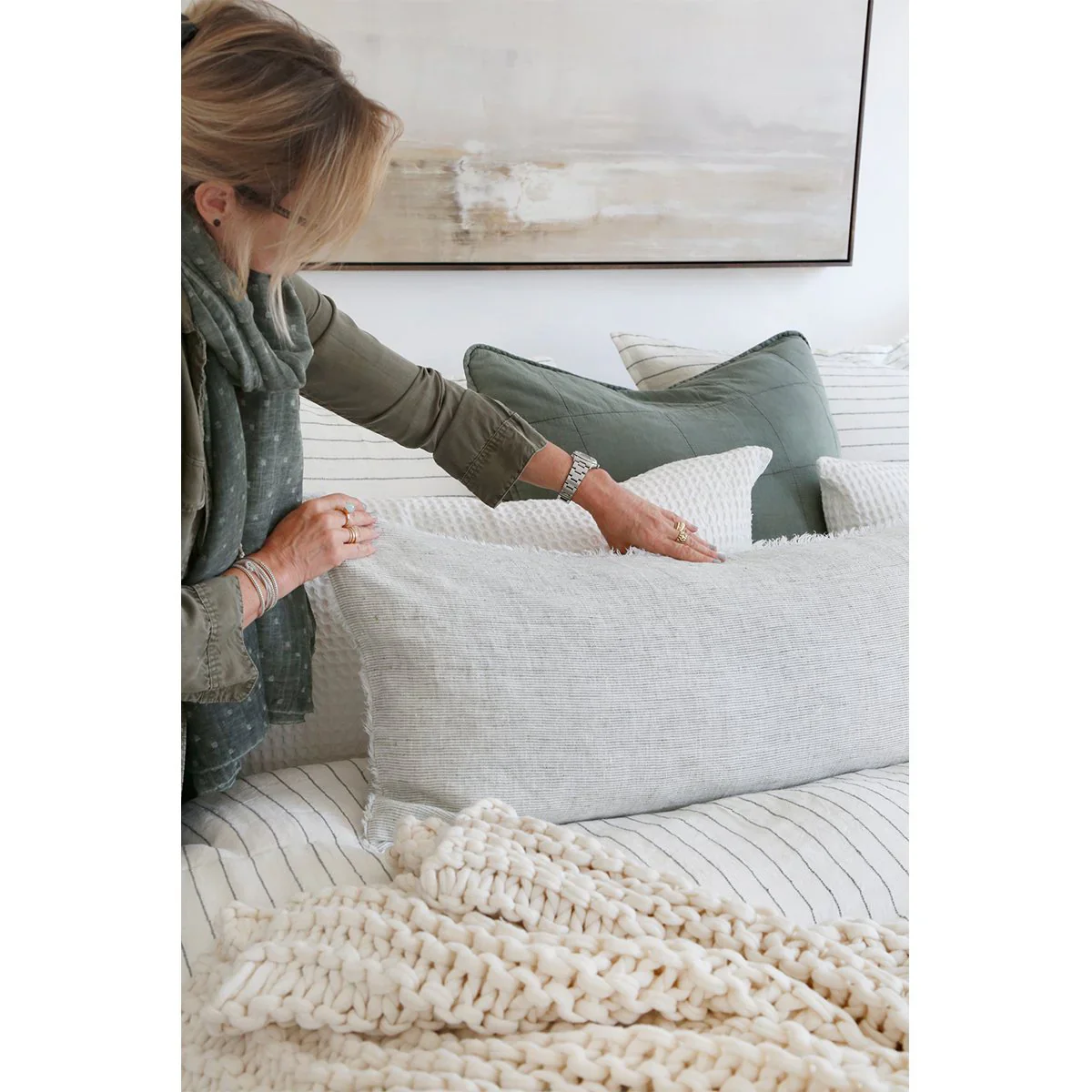 Pom Pom at Home Logan Linen Body Pillow with Insert ~ 18 x 60 ~ Available in 4 Colors - Image 6