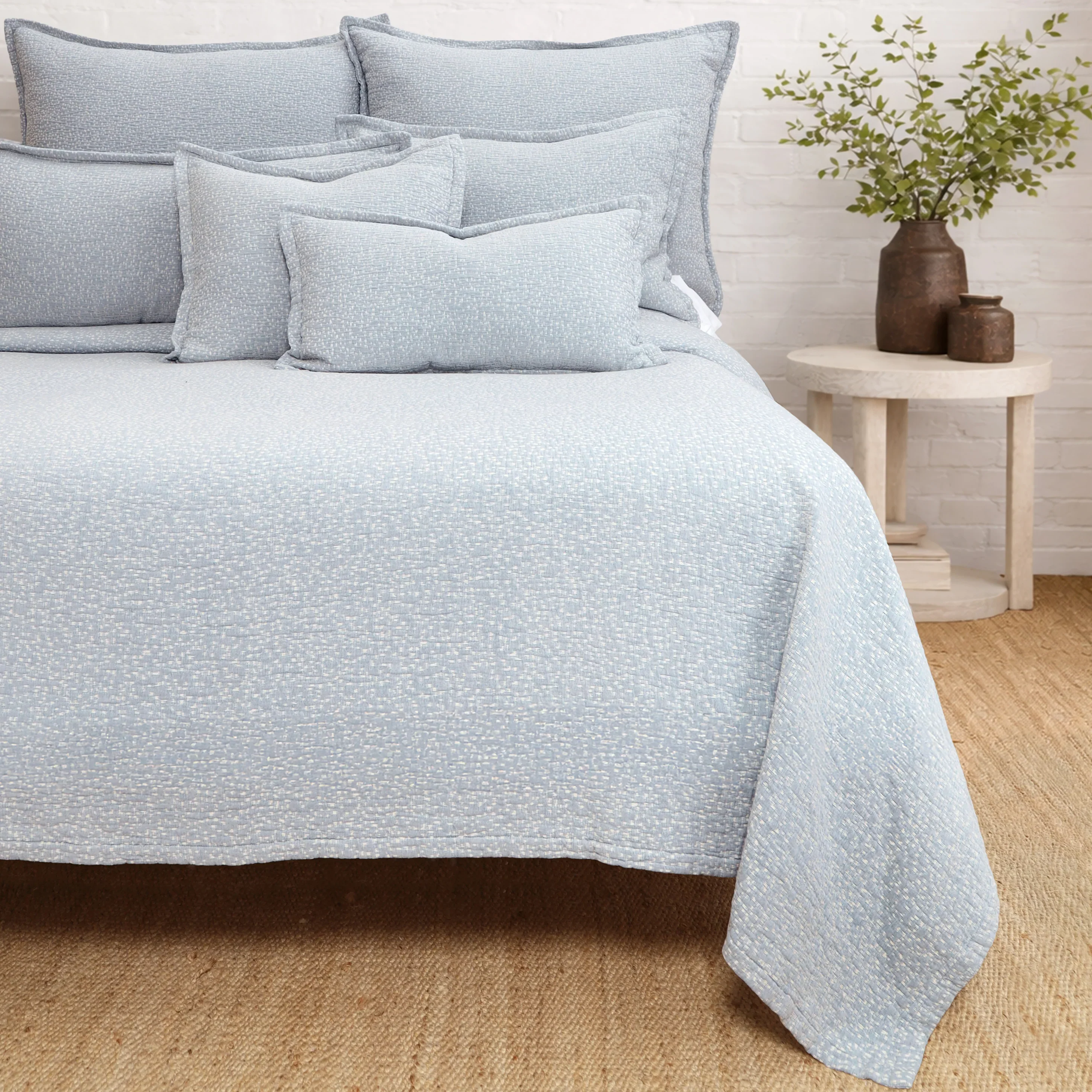 Pom Pom at Home Malibu Light Blue Matelasse Blanket ~ Available in Twin/Twin XL, Queen and King Sizes