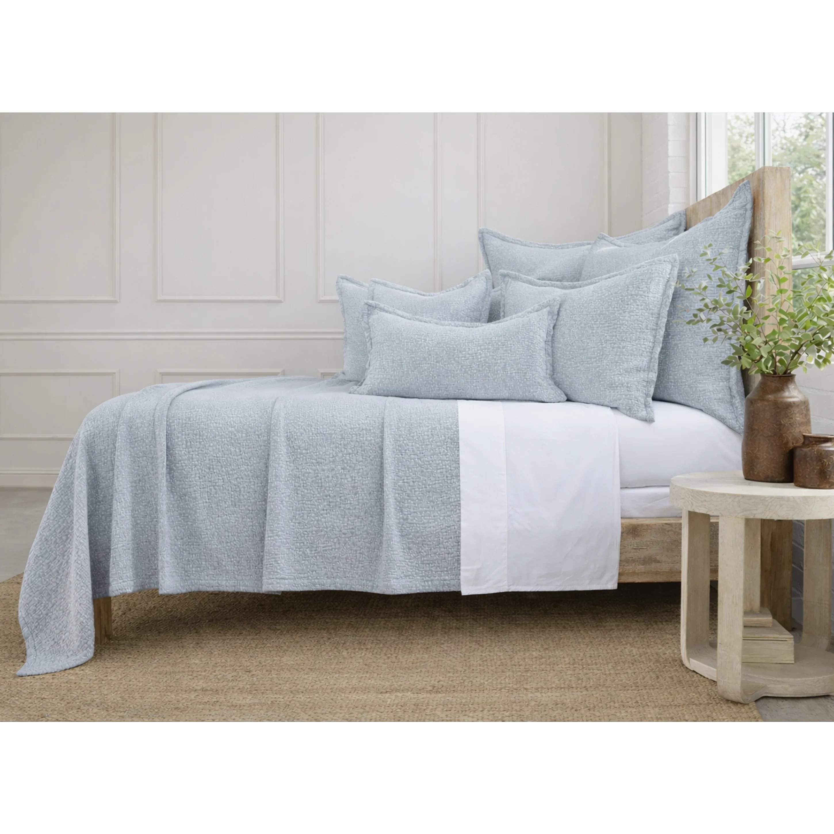 Pom Pom at Home Malibu Matelasse 28 x 36 Big Pillow with Insert ~ Light Blue - Image 2