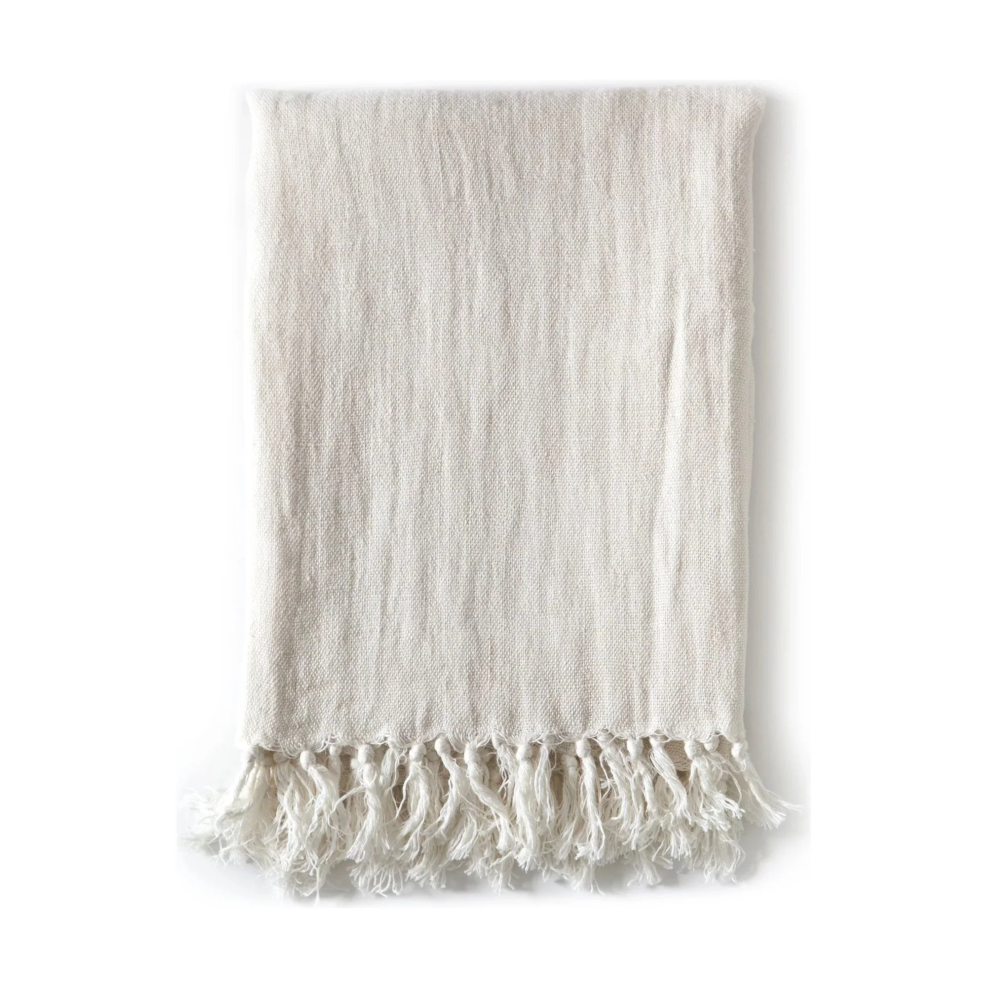 Pom Pom at Home Montauk Cream Linen Throw Blanket ~ 50” x 70”