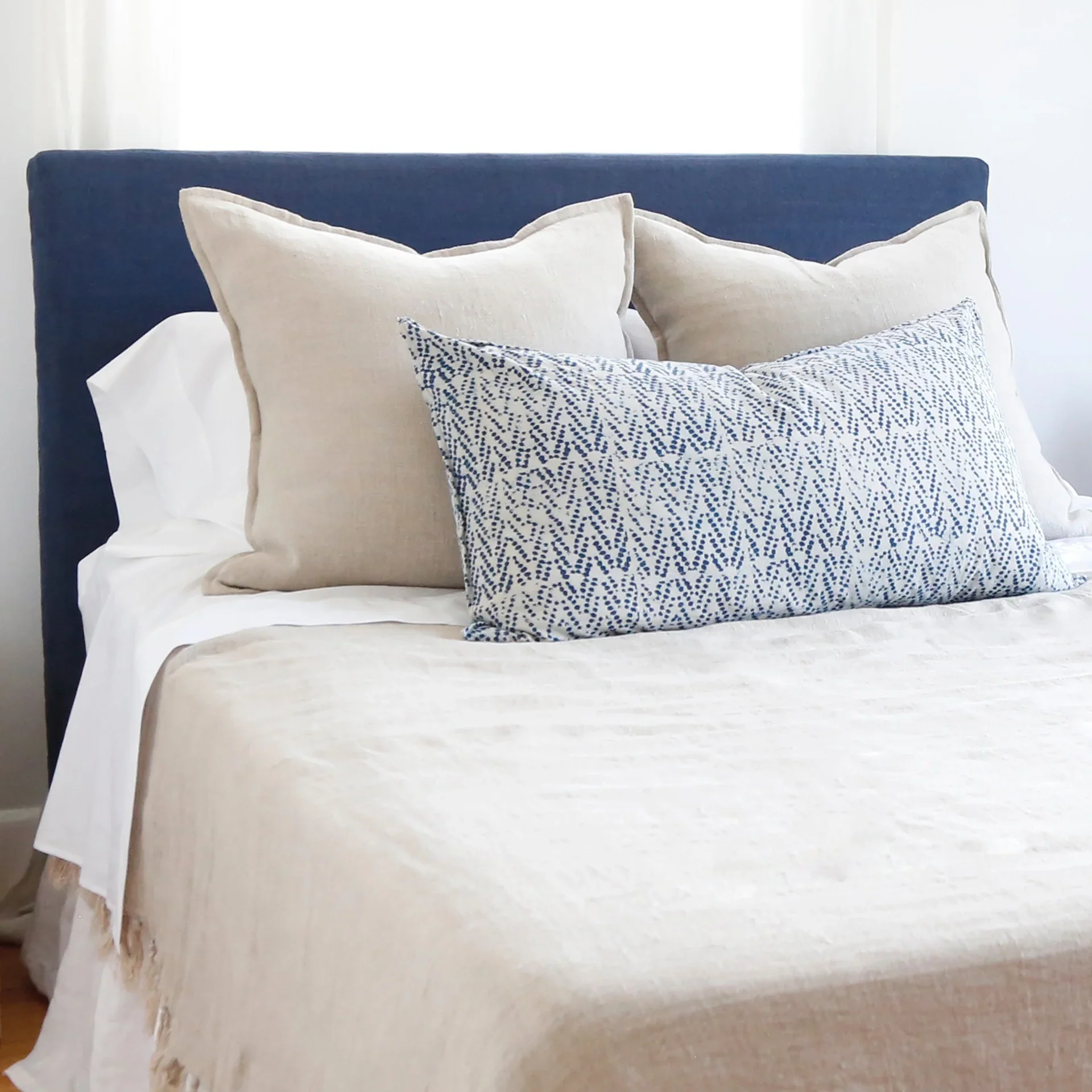 Pom Pom at Home Montauk Natural Linen Large Euro Pillow Sham ~ 28 x 28 - Image 2
