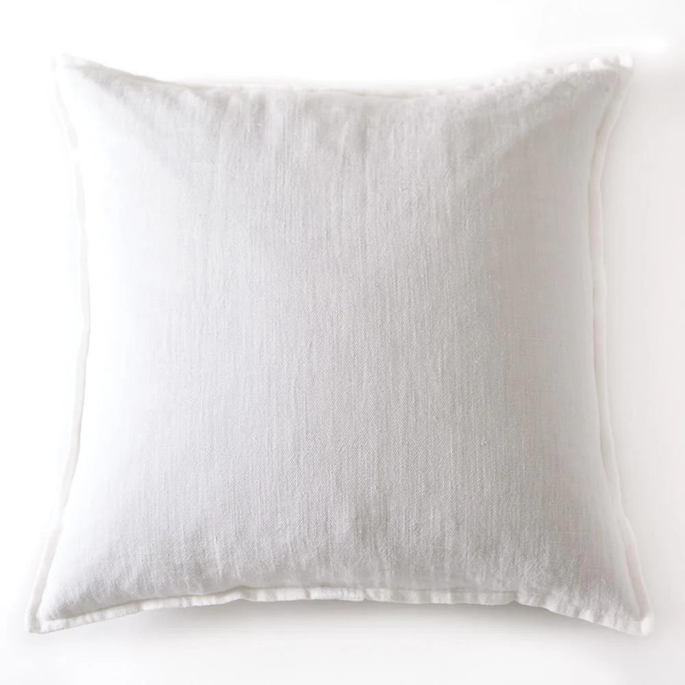 Pom Pom at Home Montauk Pure White Linen Large Euro Pillow Sham ~ 28 x 28