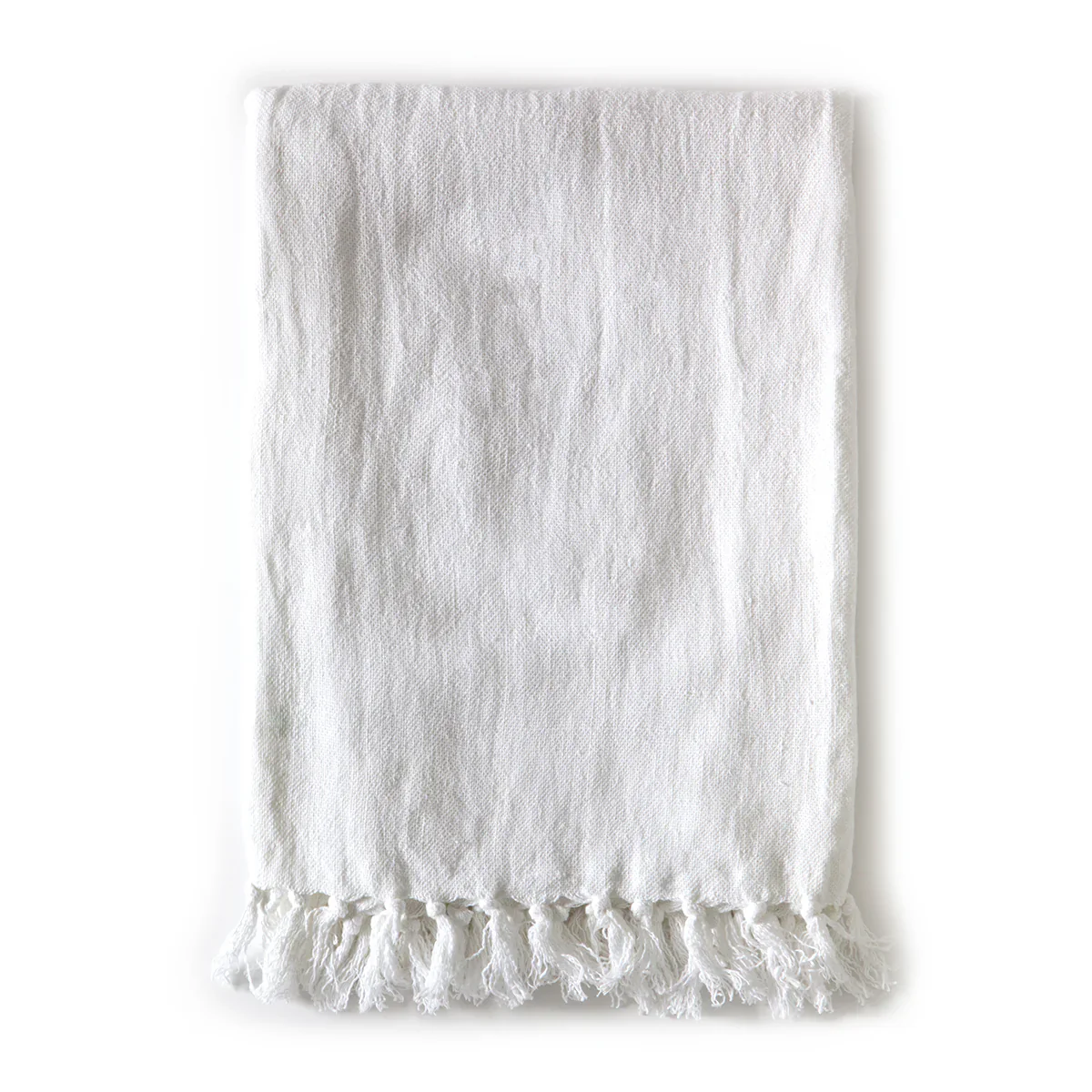 Pom Pom at Home Montauk Pure White Linen Throw Blanket ~ 50” x 70”