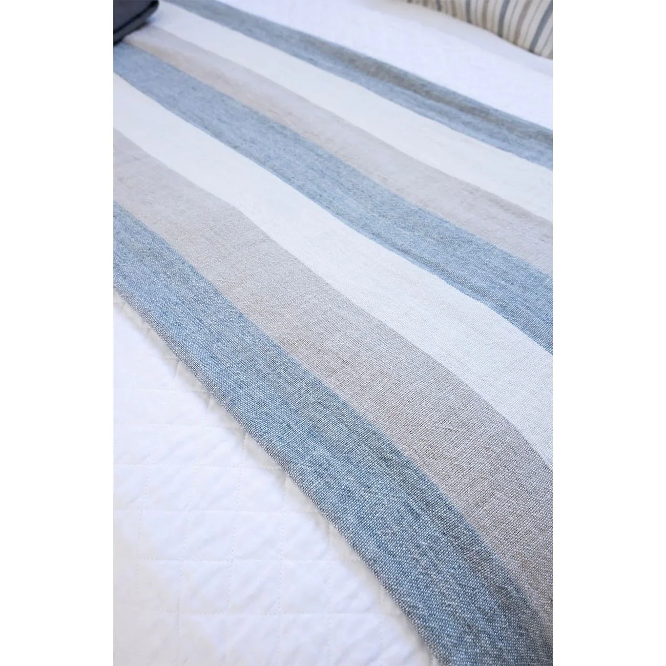 Pom Pom at Home Monterey Ocean and Natural Linen Oversized Throw ~ 60 x 90 - Image 3