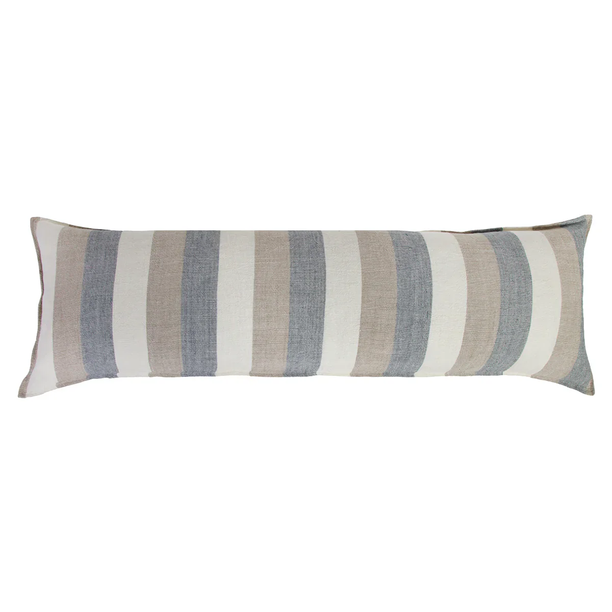 Pom Pom at Home Monterey Ocean and Natural Linen Striped Body Pillow with Insert ~ 18 x 60