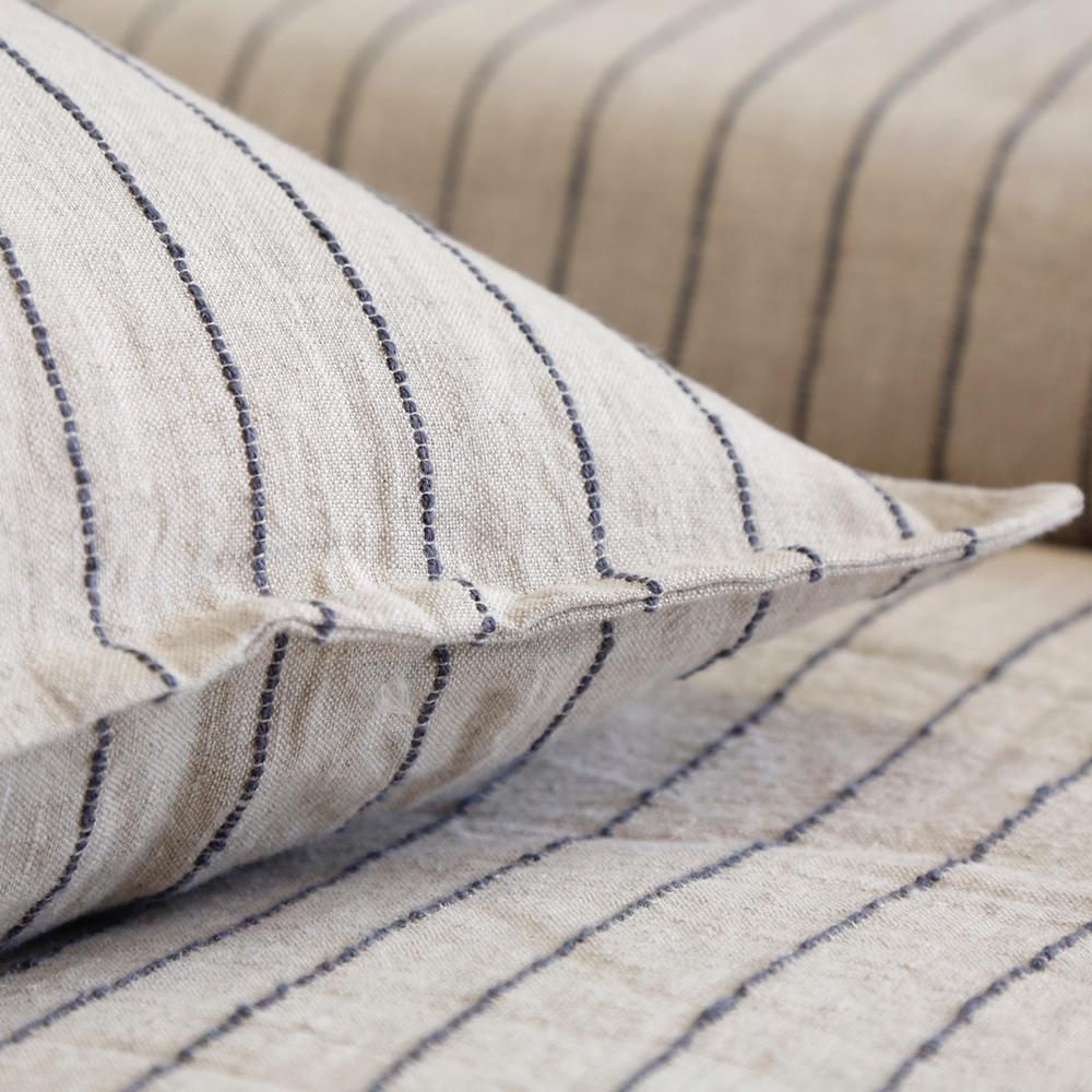 Pom Pom at Home Blake Flax & Midnight Linen Striped Duvet Cover and Shams ~ Available in Queen and King Sizes - Image 2