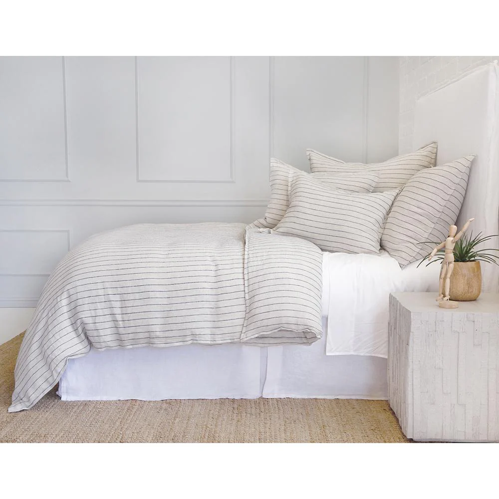 Pom Pom at Home Blake Flax & Midnight Linen Striped Duvet Cover and Shams ~ Available in Queen and King Sizes - Image 3