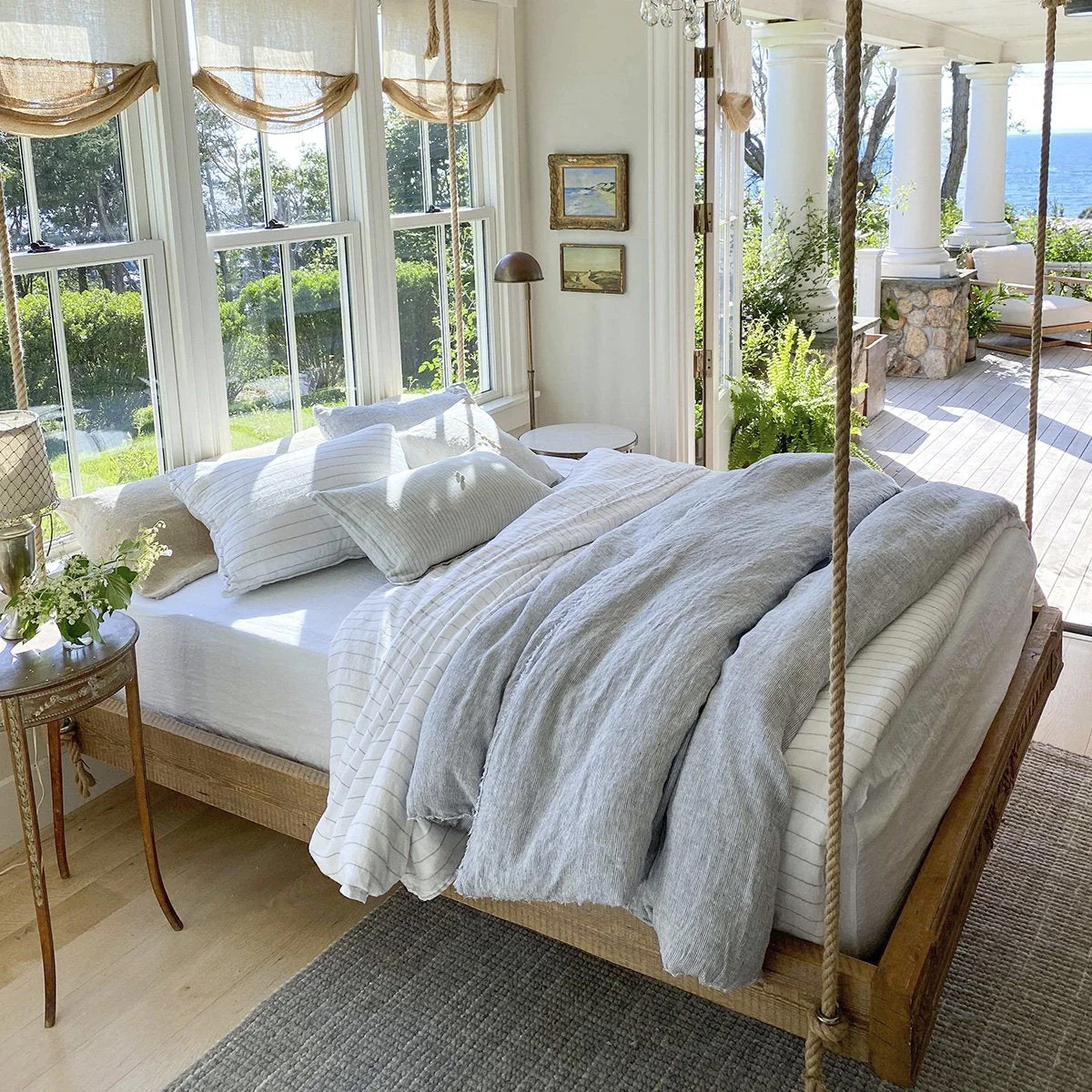 Pom Pom at Home Logan Navy Linen Duvet Cover and Pillow Shams ~ Available in Twin, Queen and King Sizes - Image 3