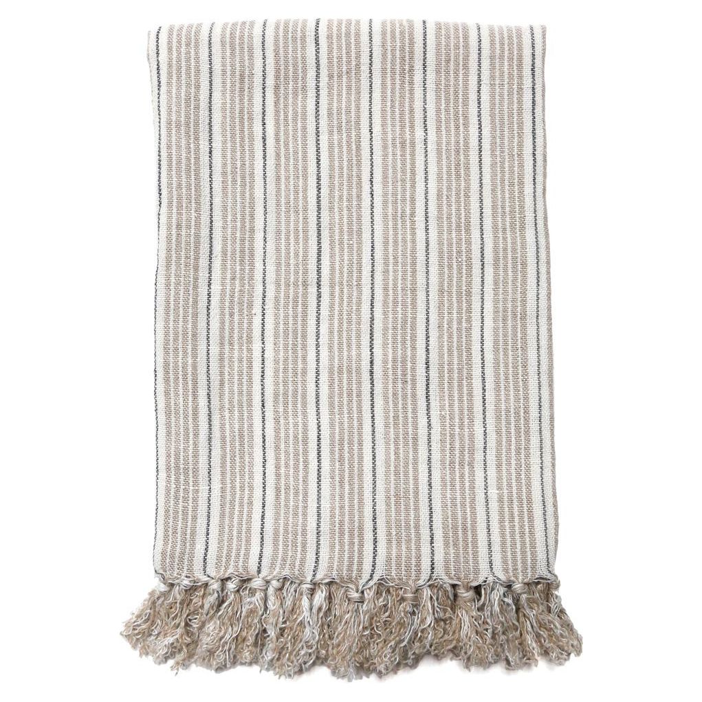 Pom Pom at Home Newport Natural and Midnight Striped Linen Blanket ~ Available in Queen and King Sizes - Image 2