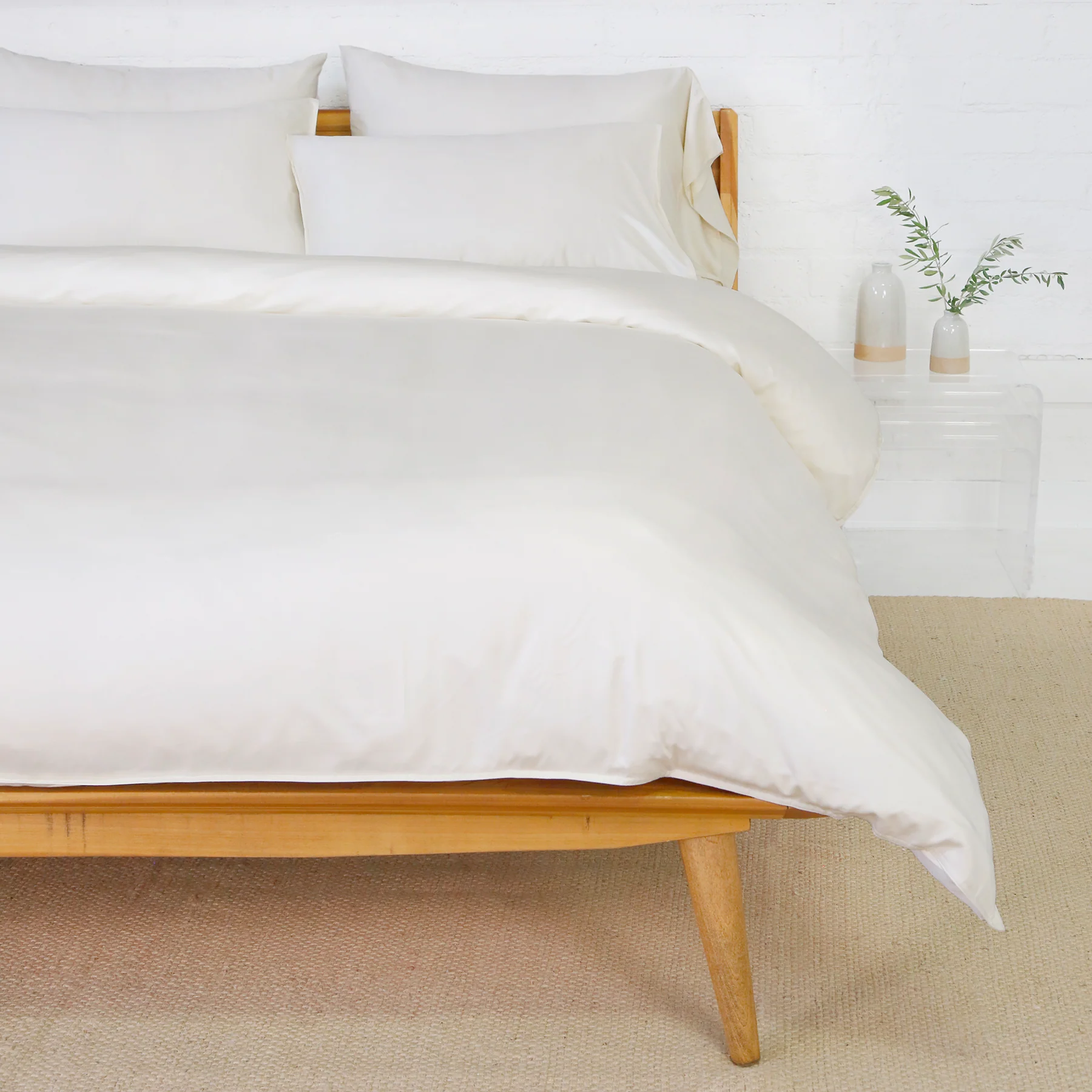 Pom Pom at Home Parker Ivory Bamboo Sateen Duvet Cover Set ~ Available in Twin, Queen and King Sizes