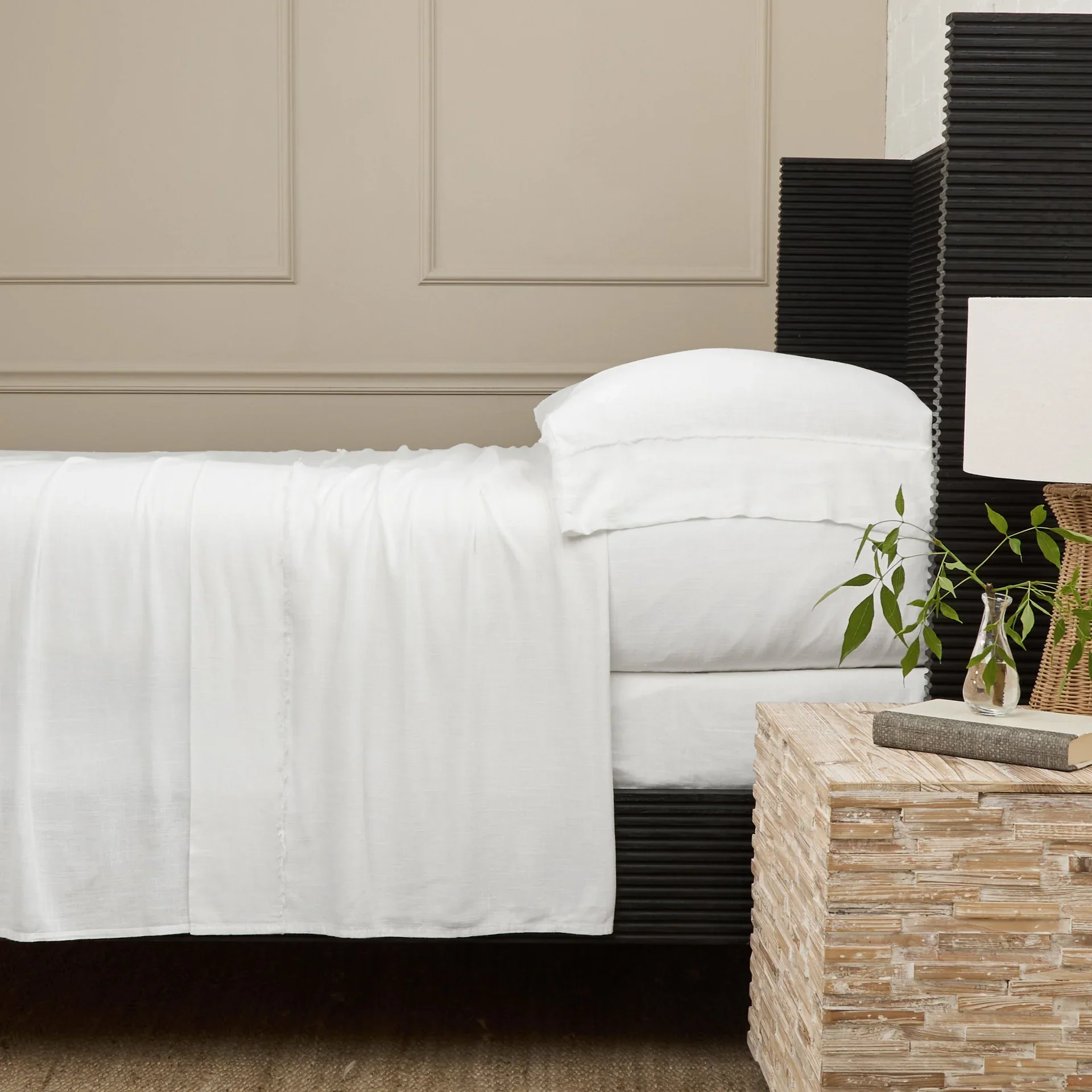 Pom Pom at Home Remi Bamboo Linen Frayed Sheet Set ~ Available in Twin, Queen, King and California King Sizes