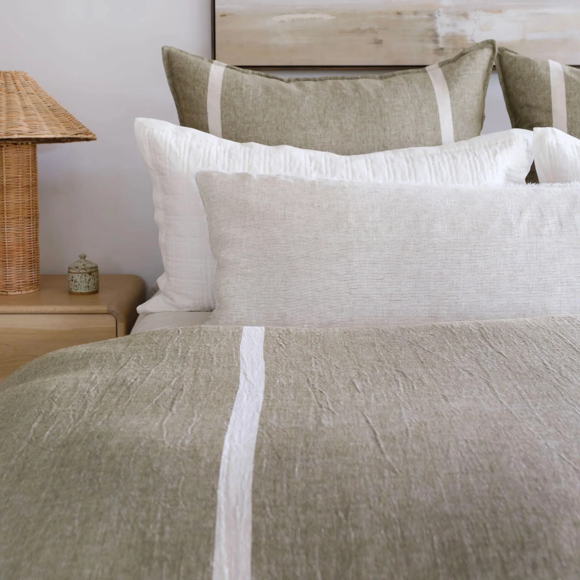 Pom Pom at Home Rory Moss and Flax Duvet Cover ~ Available in Queen and King Size - Image 2