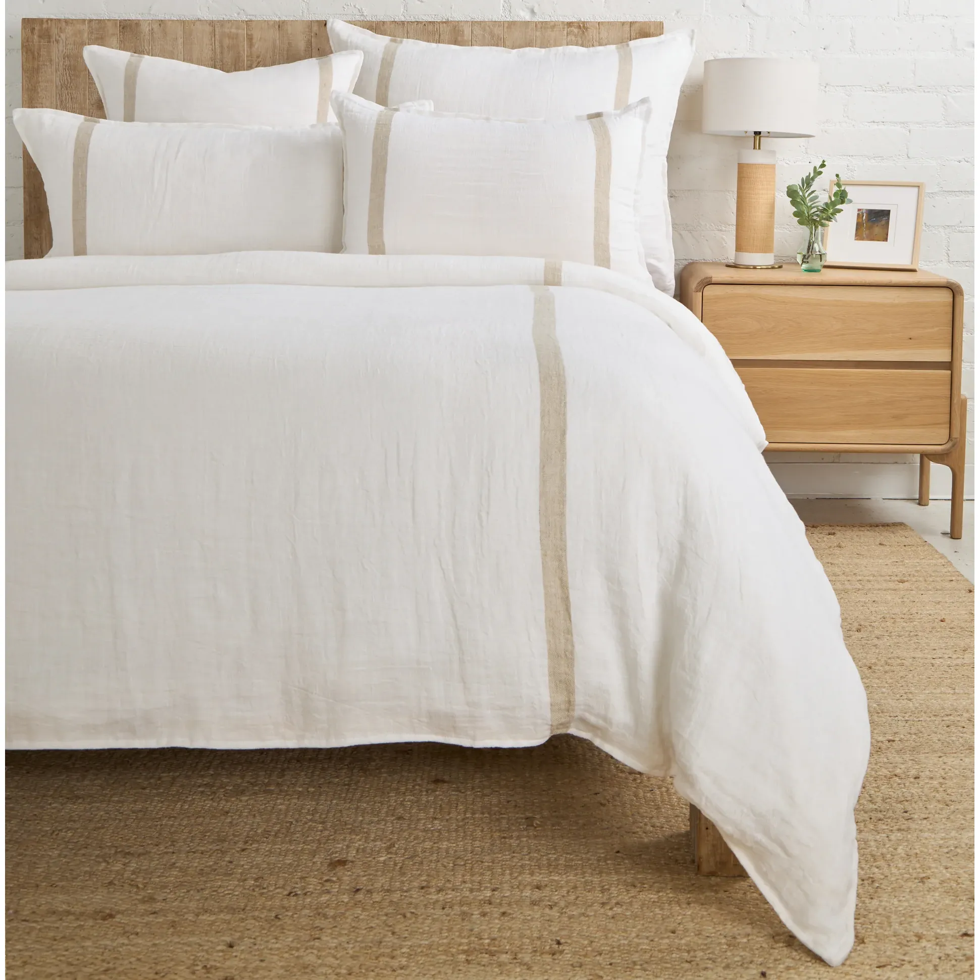 Pom Pom at Home Rory White and Flax Duvet Cover ~ Available in Queen and King - Image 2