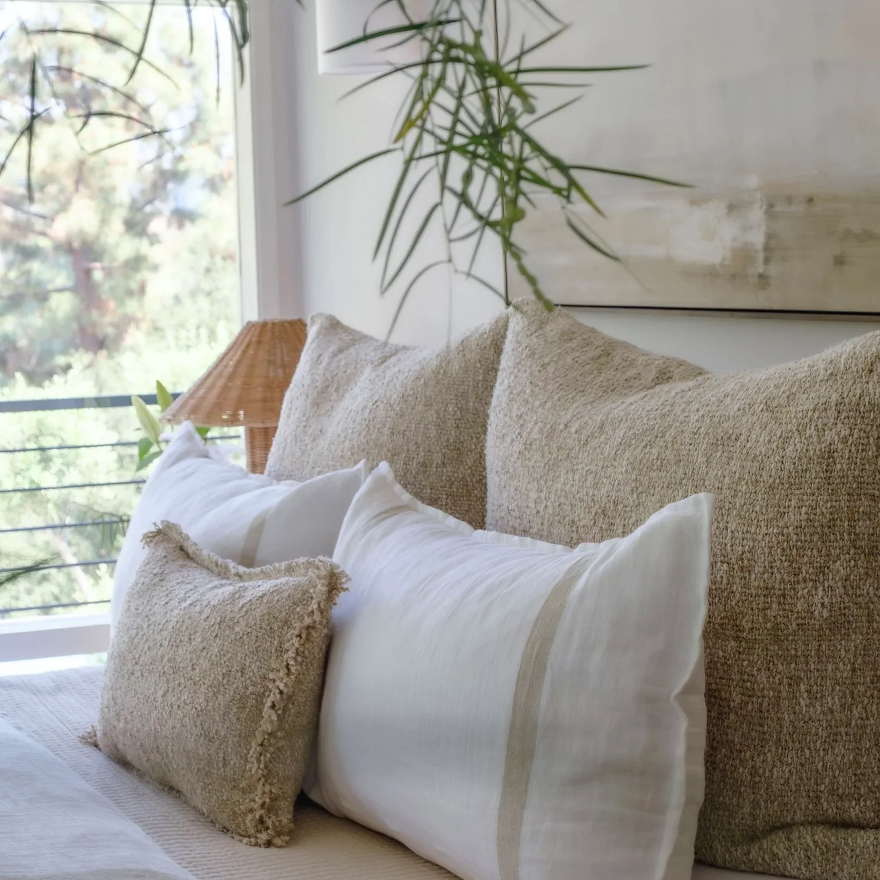 Pom Pom at Home Rory White and Flax Duvet Cover ~ Available in Queen and King - Image 4
