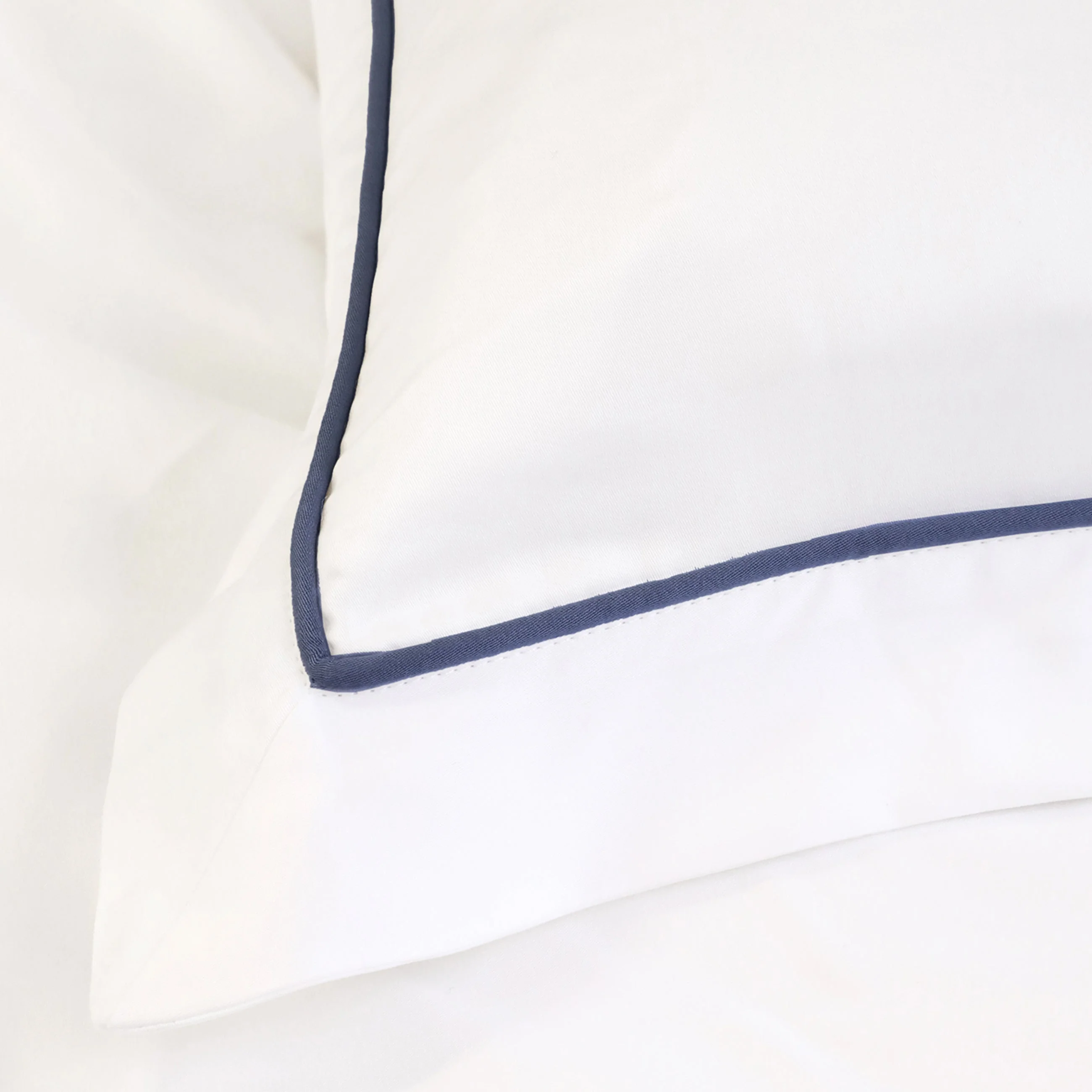 Pom Pom at Home Sheena Bamboo Sateen Sheet Set ~ Navy Piping ~ Available in Twin, Queen and King Sizes - Image 2