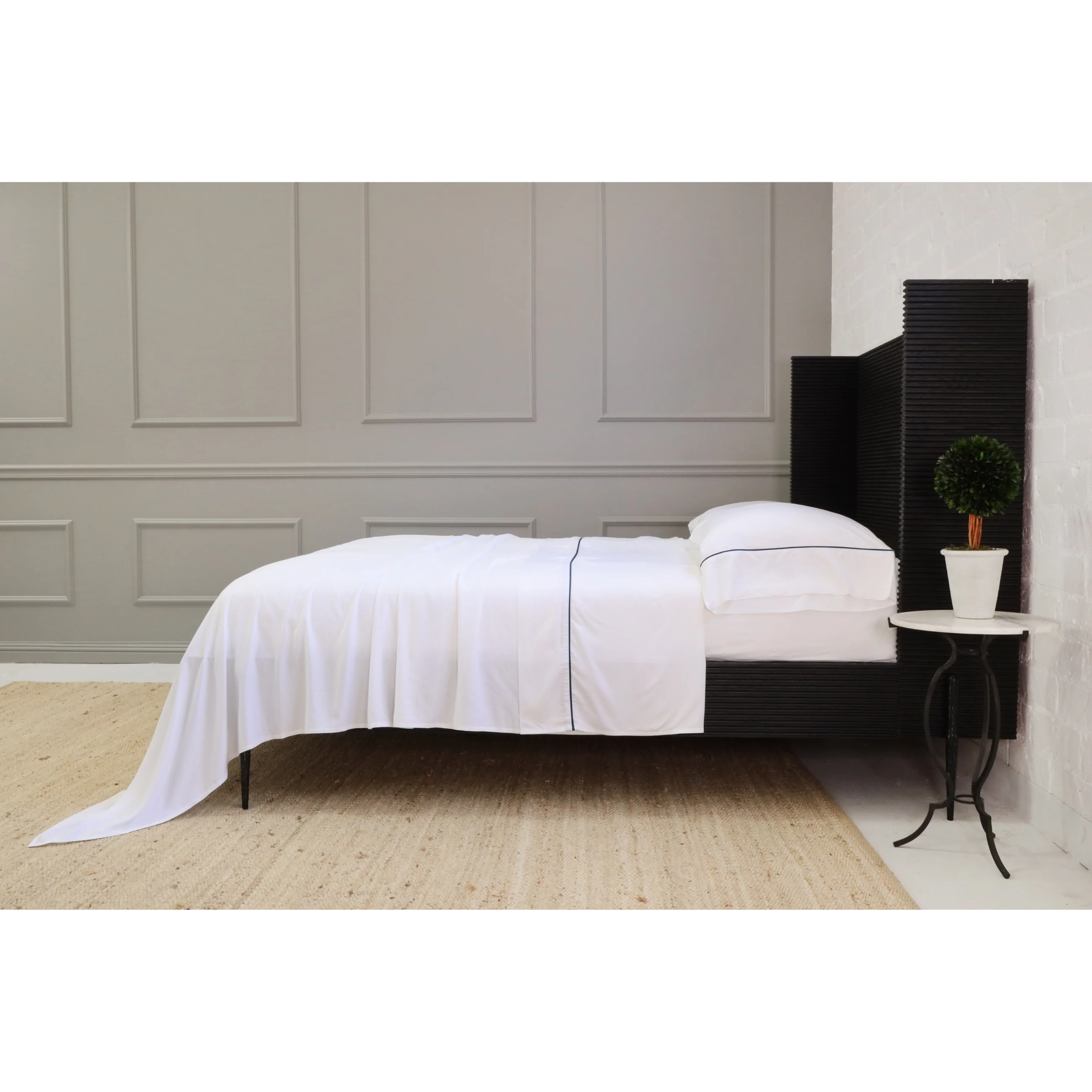 Pom Pom at Home Sheena Bamboo Sateen Sheet Set ~ Navy Piping ~ Available in Twin, Queen and King Sizes - Image 3