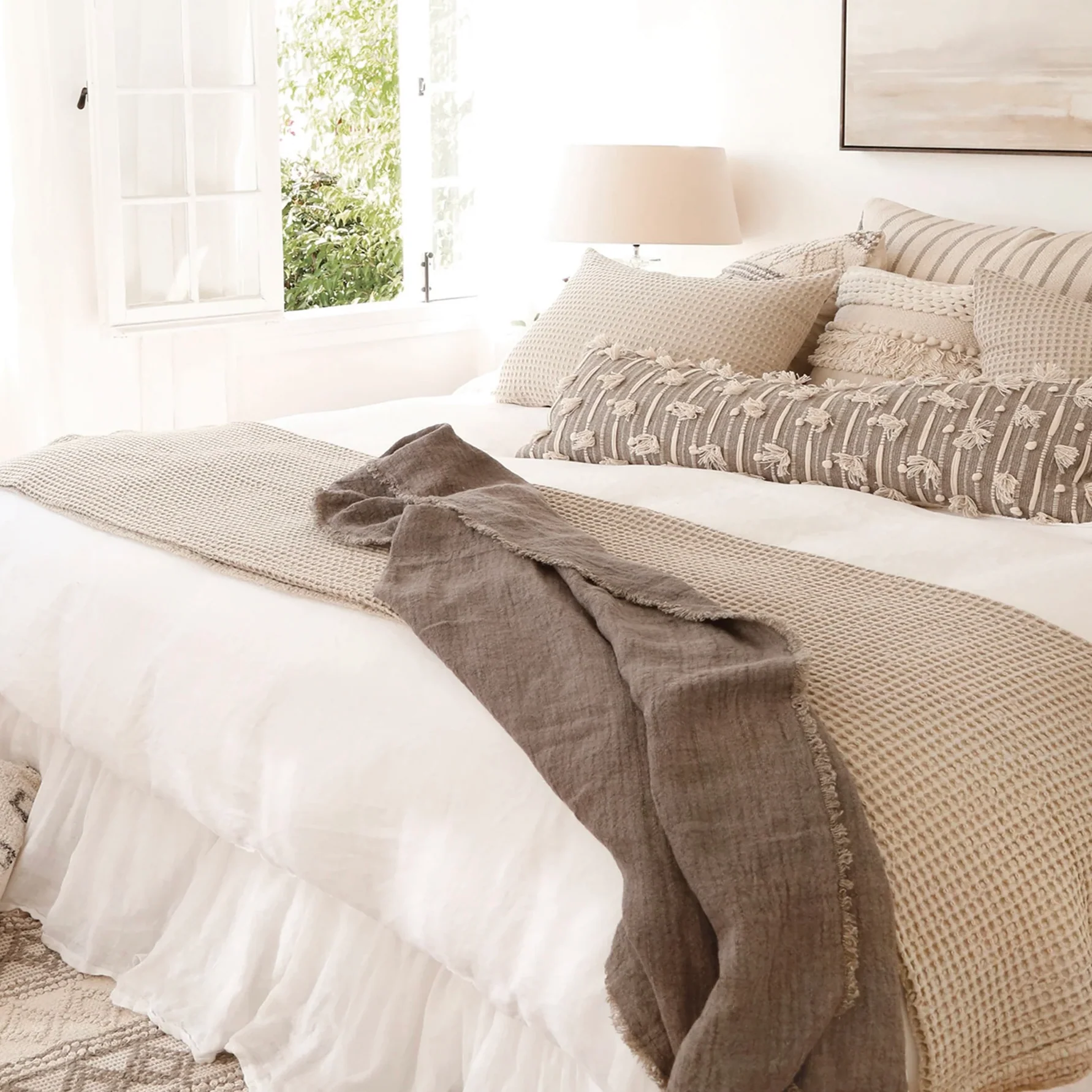 Pom Pom at Home Zuma Natural Waffle Weave Oversized Throw Blanket - Image 3