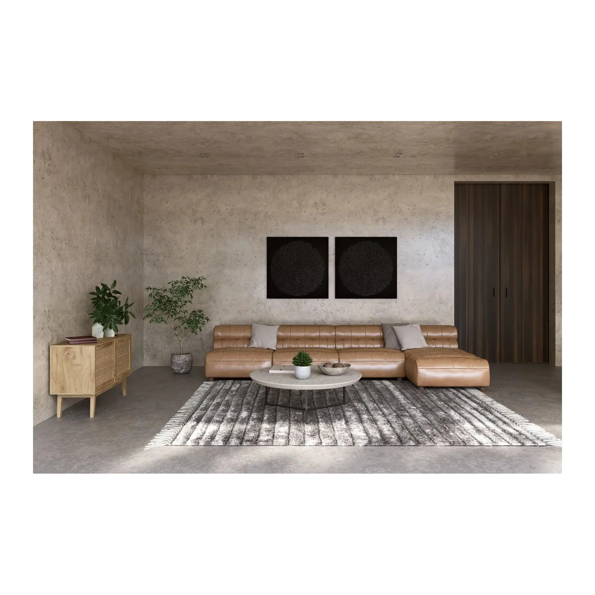 Moe’s Home Collection Ramsay Tan Leather Chaise - Image 5