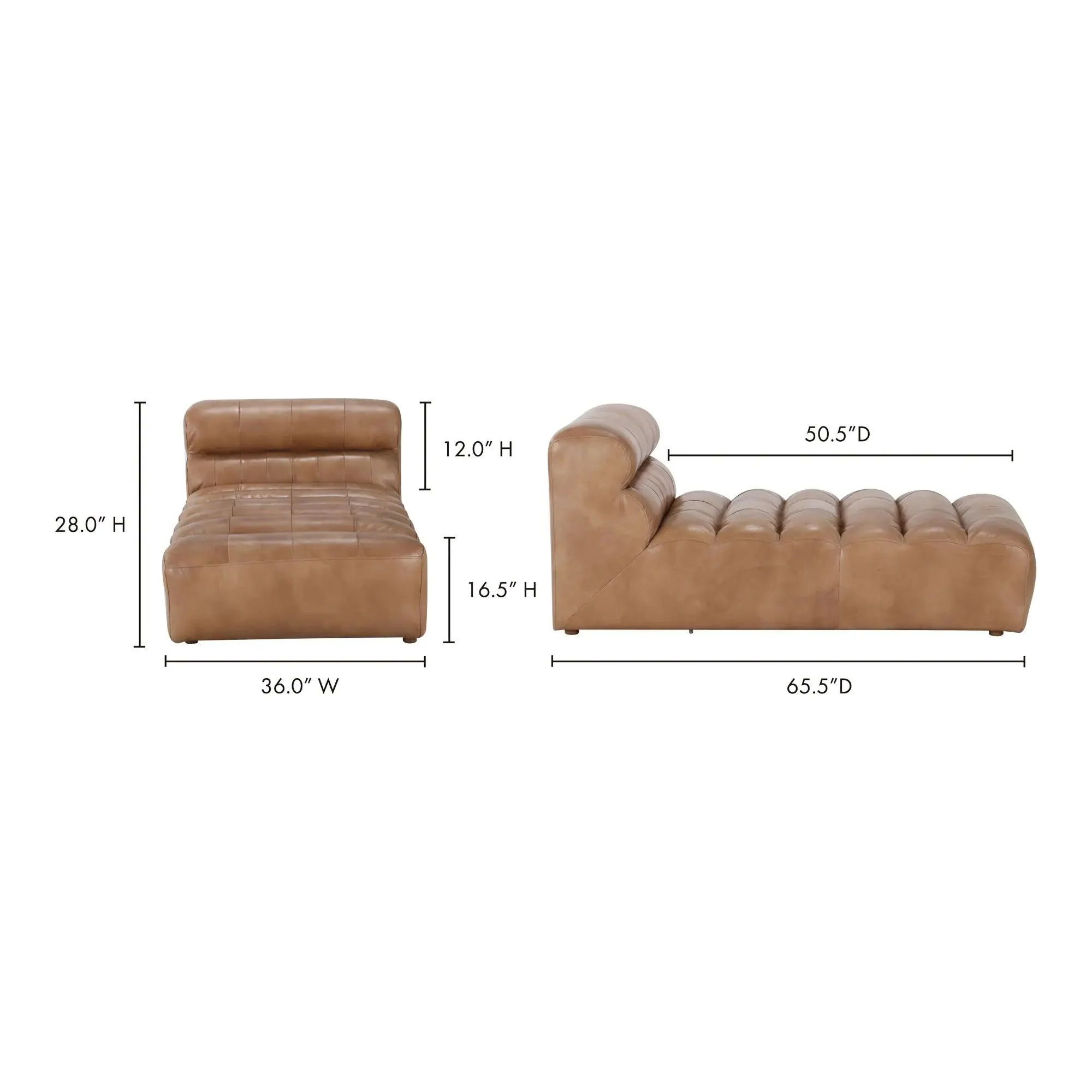 Moe’s Home Collection Ramsay Tan Leather Chaise - Image 9