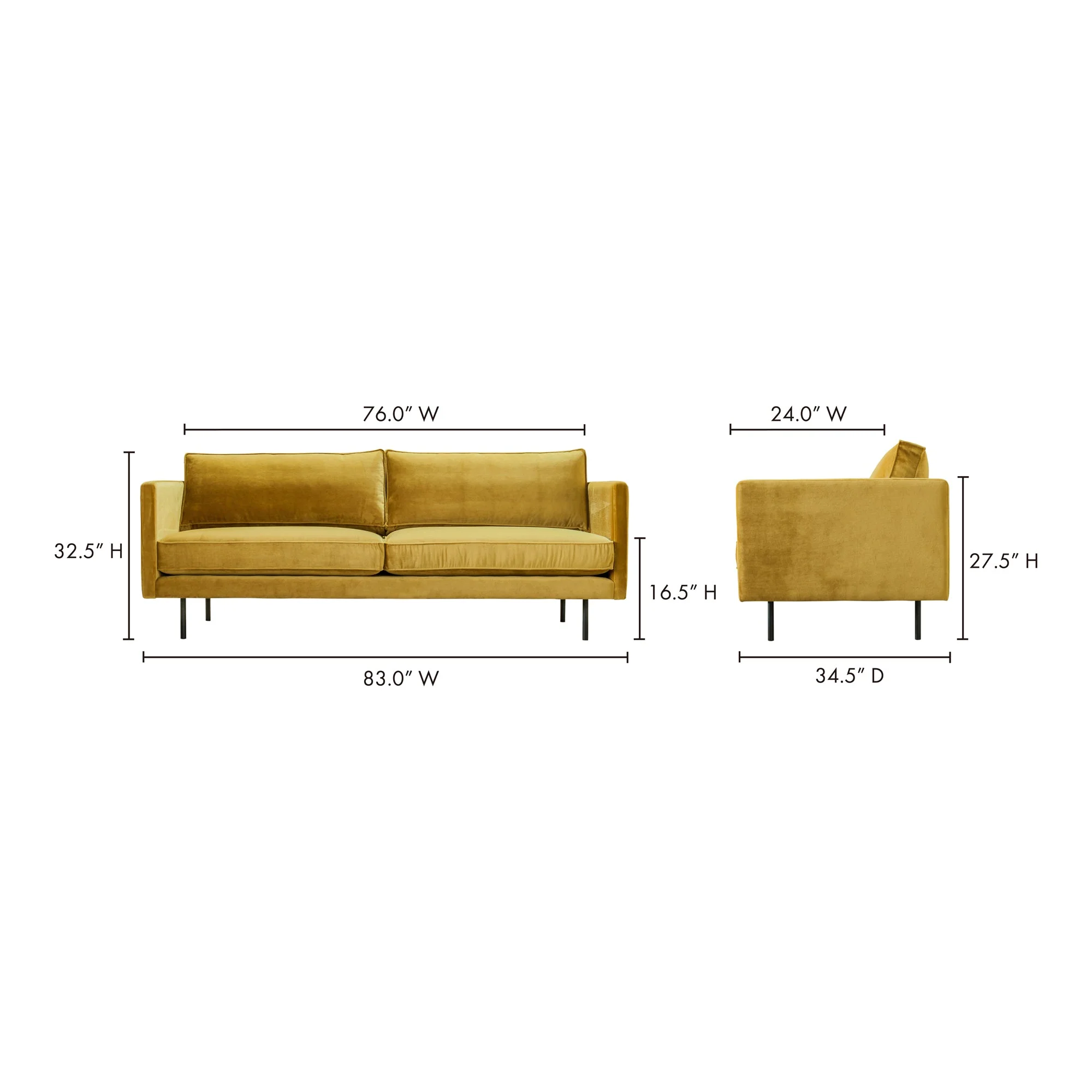 Moe's Home Collection Raphael Yellow Sofa - Image 15
