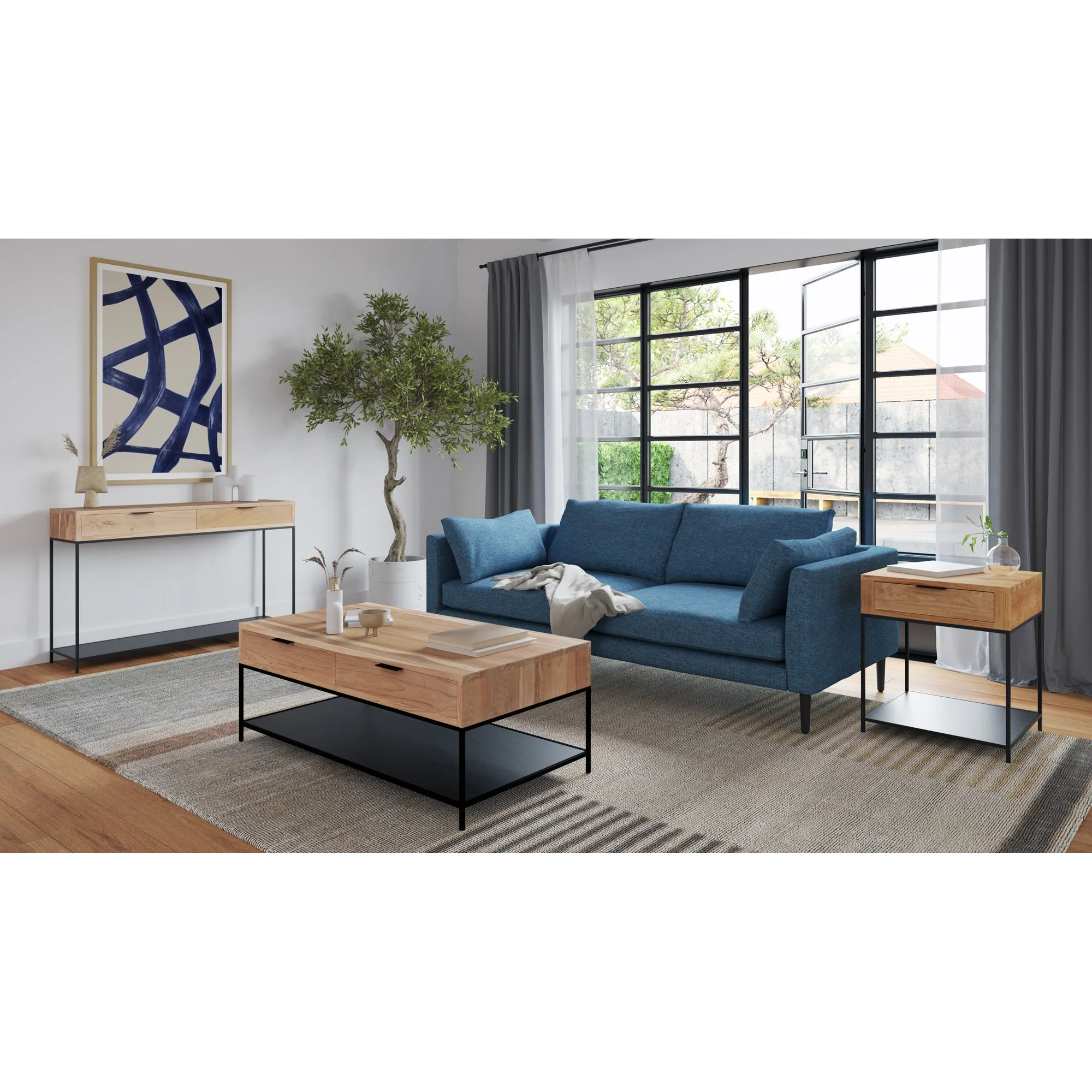 Moe's Home Collection Raval Dark Blue Sofa - Image 9