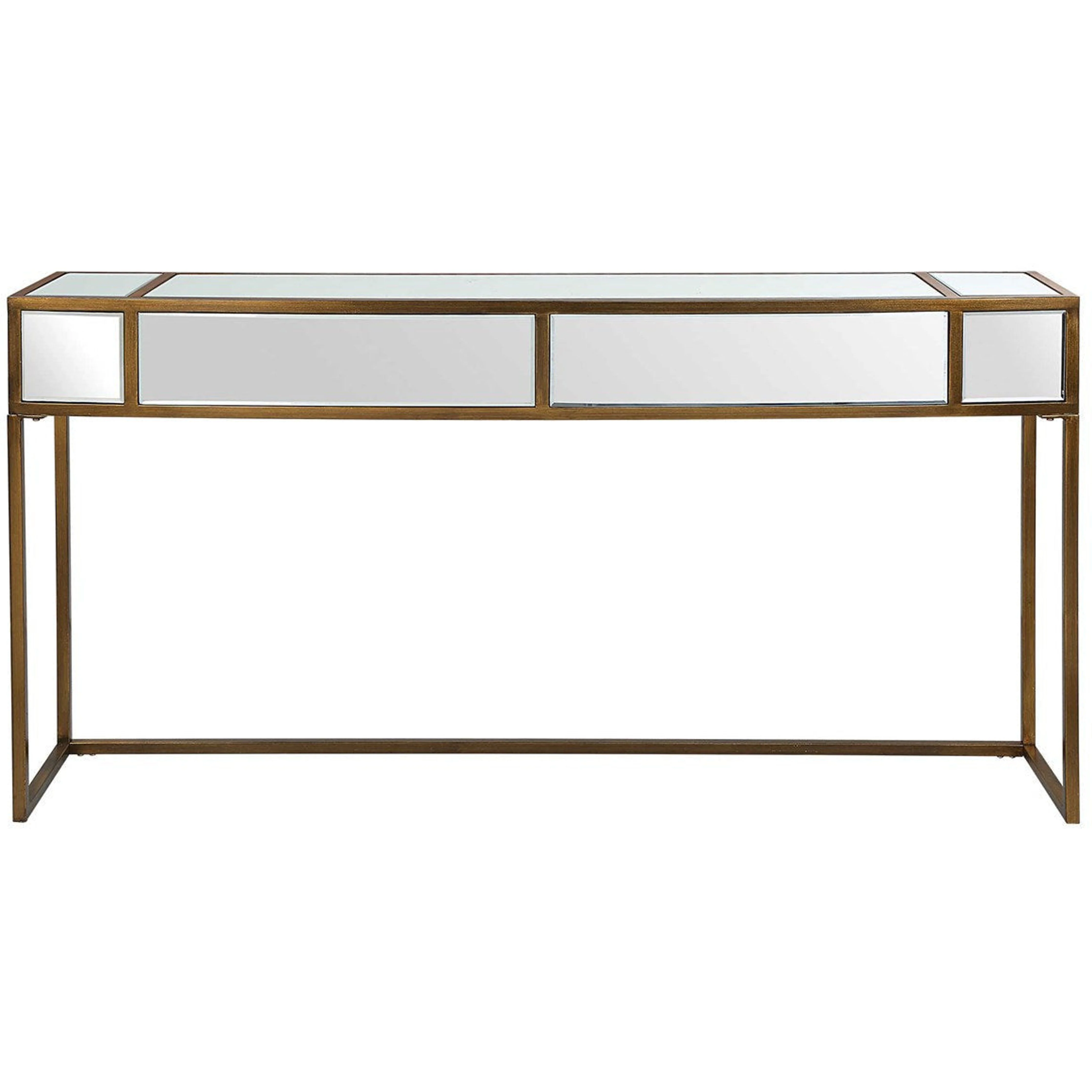 Uttermost Reflect Brushed Aged Gold Iron And Mirrored Accents Console Table - Image 3
