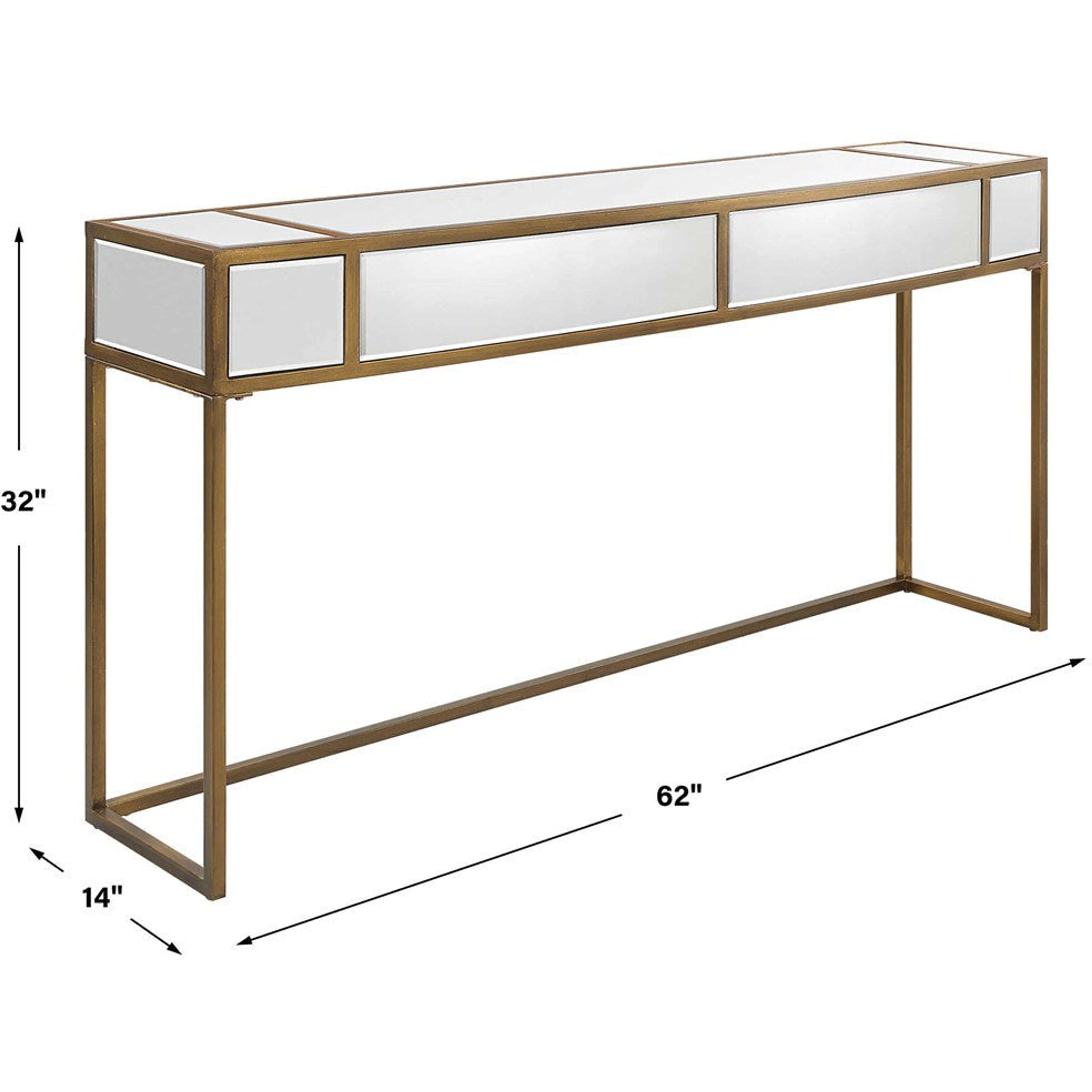 Uttermost Reflect Brushed Aged Gold Iron And Mirrored Accents Console Table - Image 8