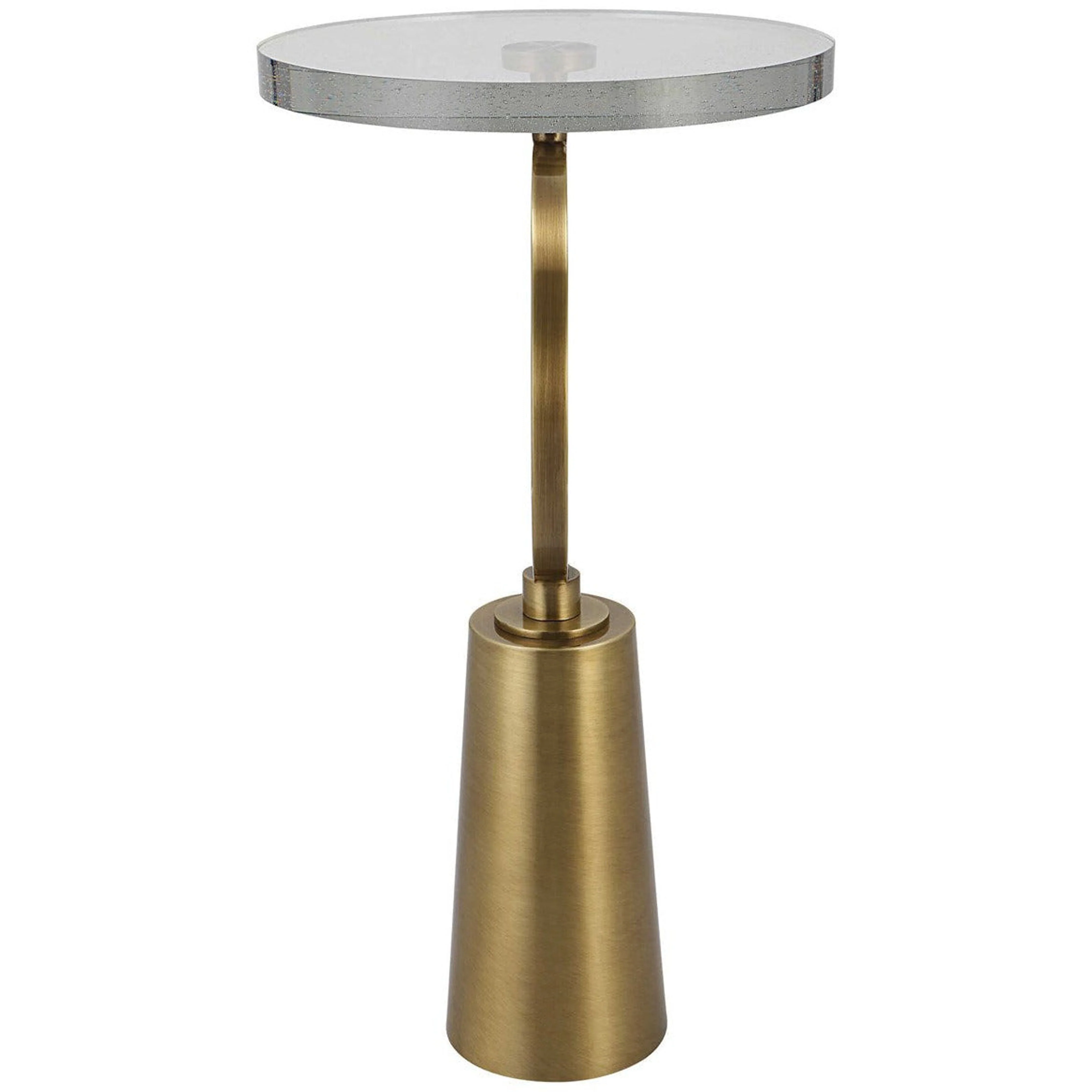 Uttermost Ringlet Glass Top With Antiqued Brass Steel Modern Round Accent Table - Image 4