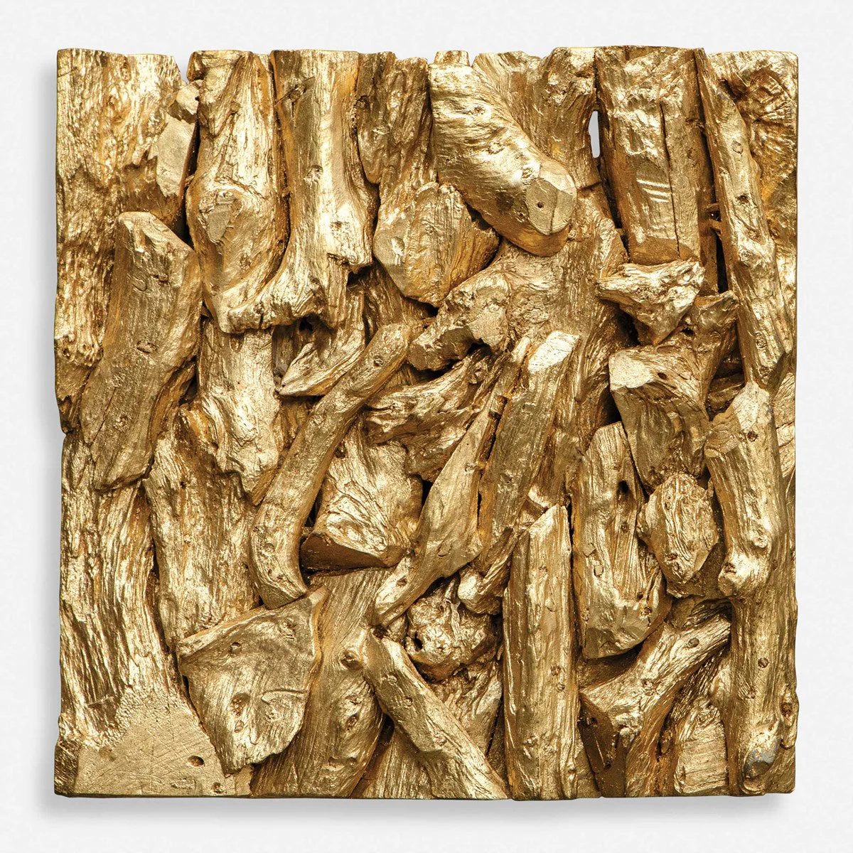 Uttermost Rio Gold Leaf Teak Wood Wall Decor - Image 2