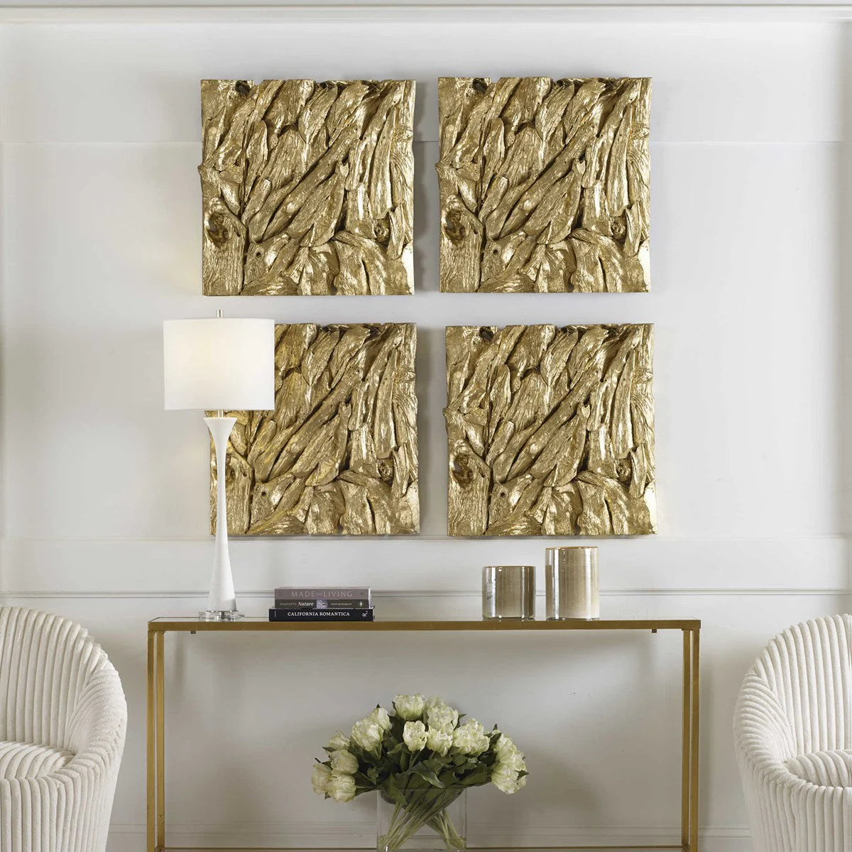 Uttermost Rio Gold Leaf Teak Wood Wall Decor - Image 4