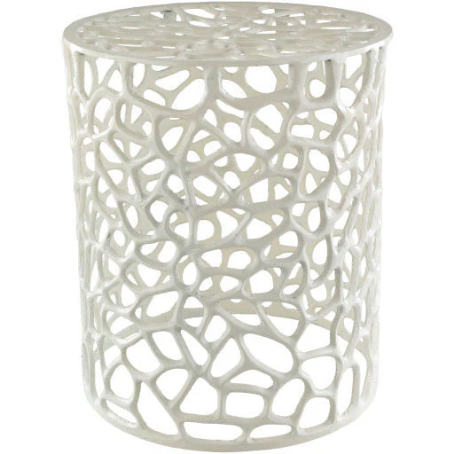 Surya Risa Modern White Metal Round Accent Side Table RIS-001