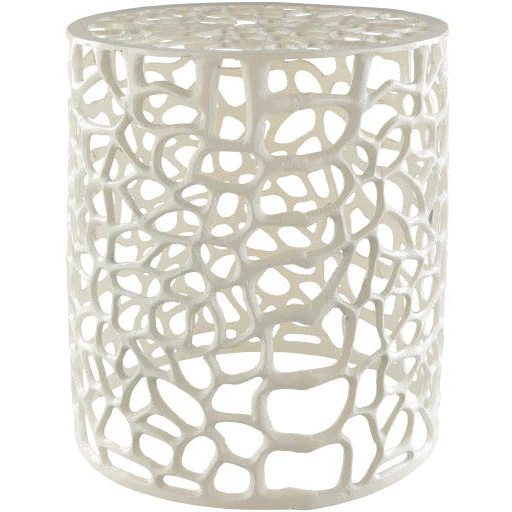 Surya Risa Modern White Metal Round Accent Side Table RIS-001 - Image 2