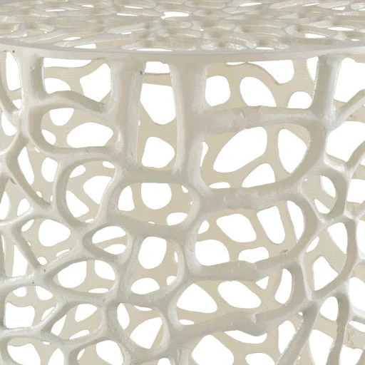 Surya Risa Modern White Metal Round Accent Side Table RIS-001 - Image 3