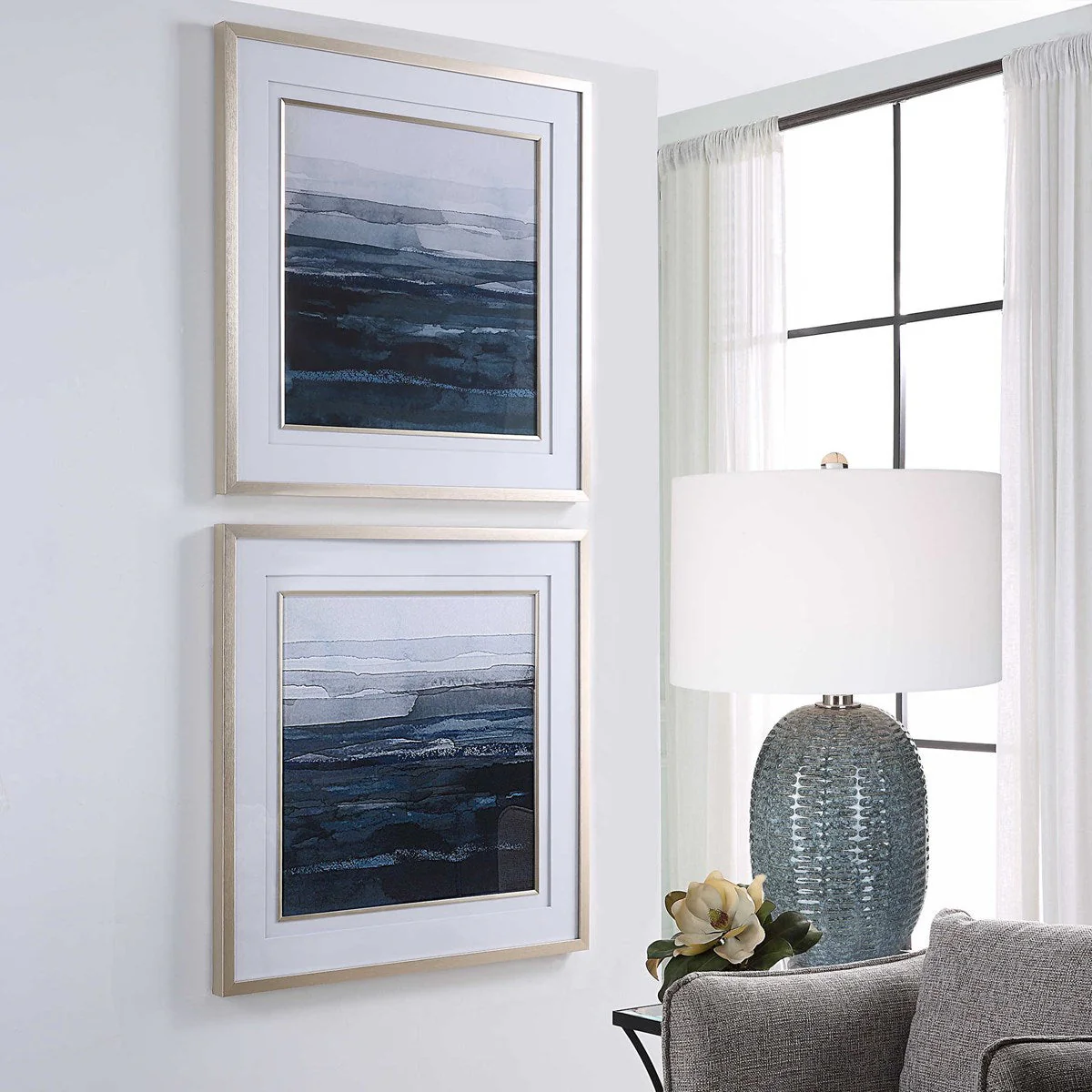 Uttermost Rising Blue Set of 2 Framed Prints - Image 3