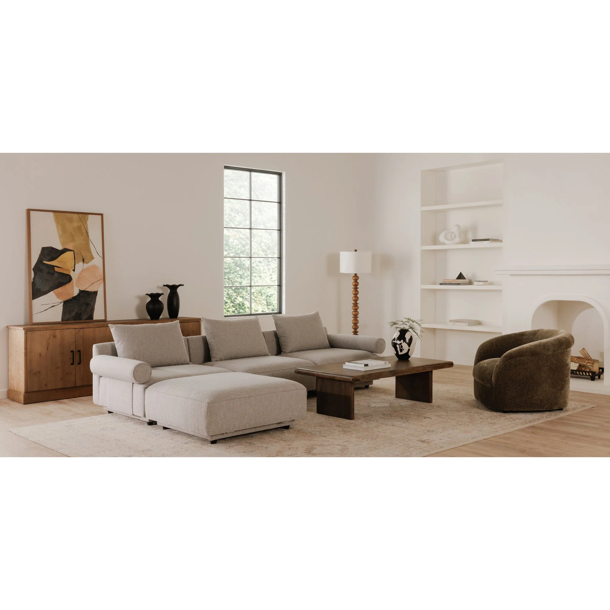 Moe's Home Collection Rosello Light Grey Lounge Modular Sectional - Image 7